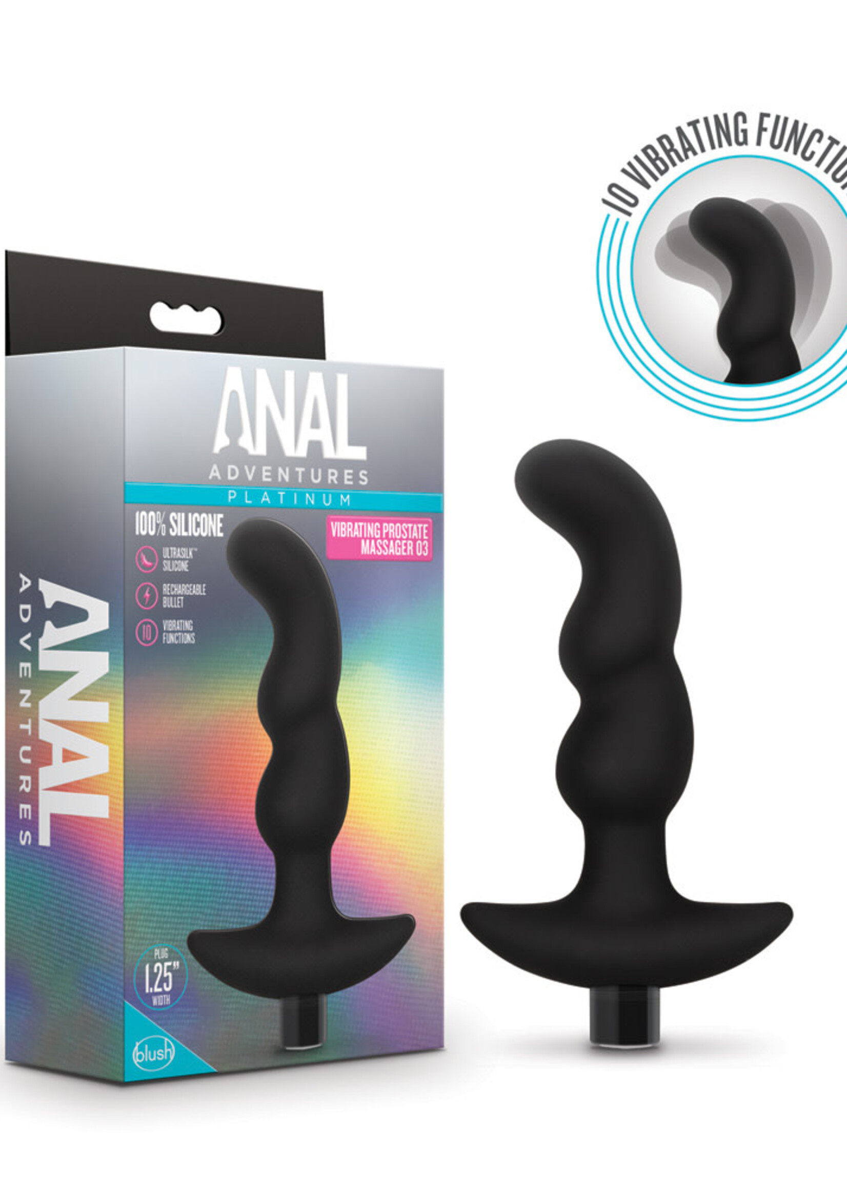 Blush Novelties Blush Anal Adventures Platinum Silicone Vibrating Prostate Massager 03 - Black