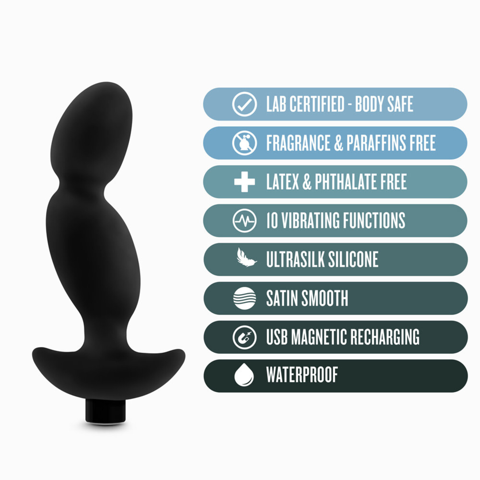 Blush Novelties Blush Anal Adventures Platinum Silicone Vibrating Prostate Massager 04 - Black