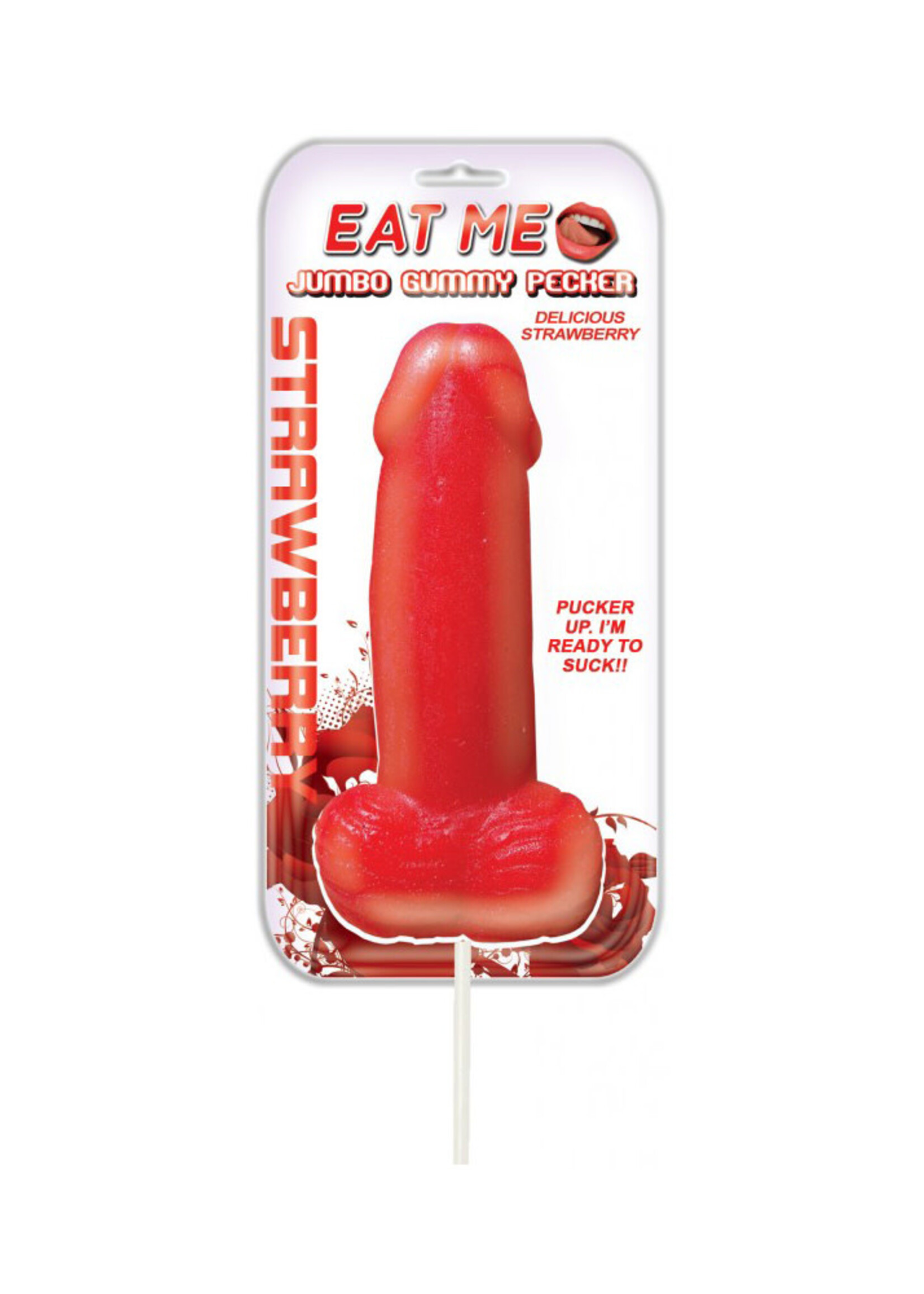 HOTT PRODUCTS Eat Me Jumbo Gummy Cock Pop - Strawberry Red