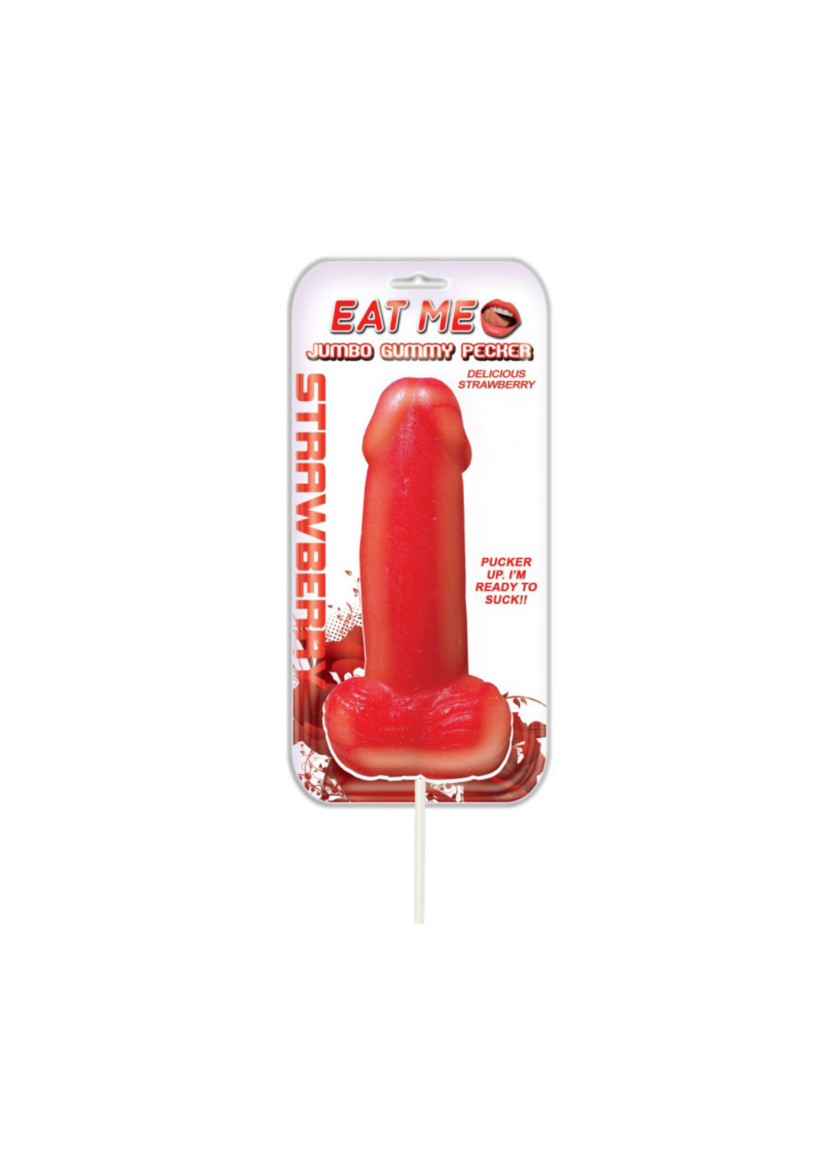 HOTT PRODUCTS Eat Me Jumbo Gummy Cock Pop - Strawberry Red