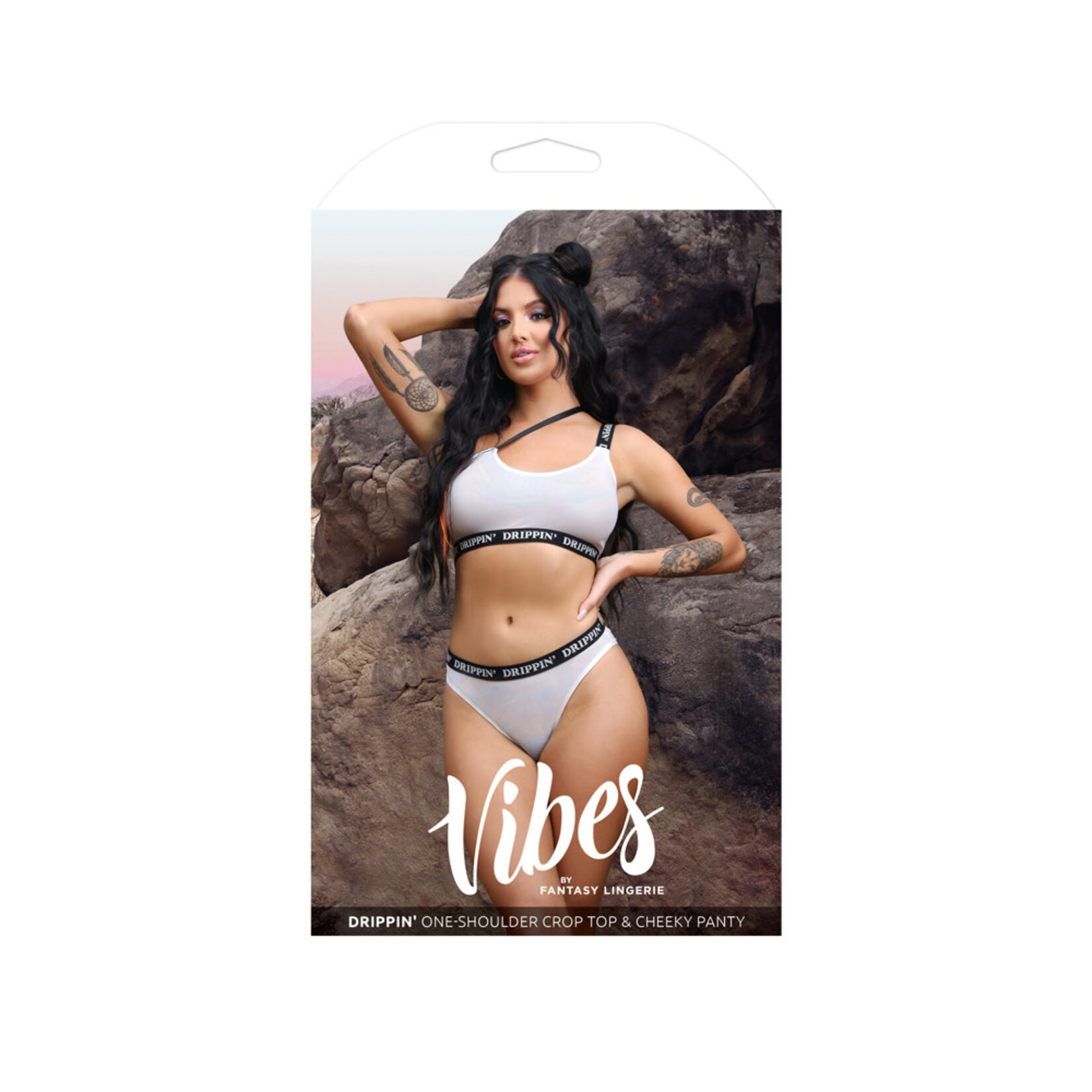 Fantasy Lingerie Drippin' One-Shoulder Crop Top & Cheeky Panty