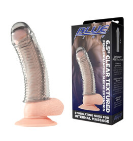 Blue Line Men Blue Line Clear Textured Penis Enhancing Sleeve Extension 6.5in - Clear