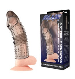 Blue Line Men Blue Line Triple Sensation Penis Enhancing Sleeve Extension 6.5in - Smoke