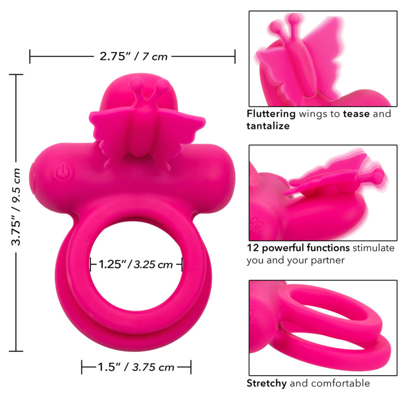 Calexotics Silicone Rechargeable Butterfly Dual Ring