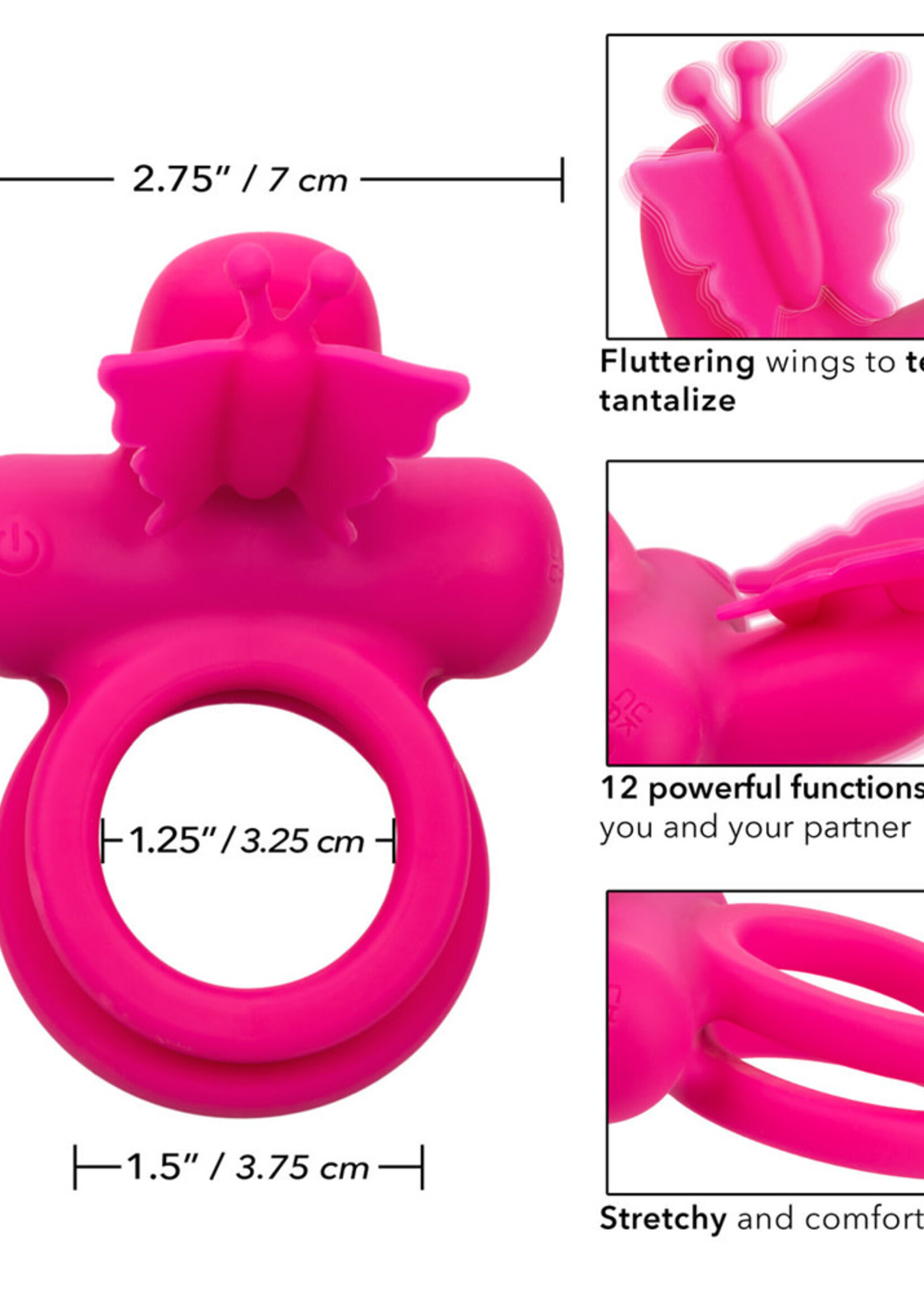 Calexotics Silicone Rechargeable Butterfly Dual Ring