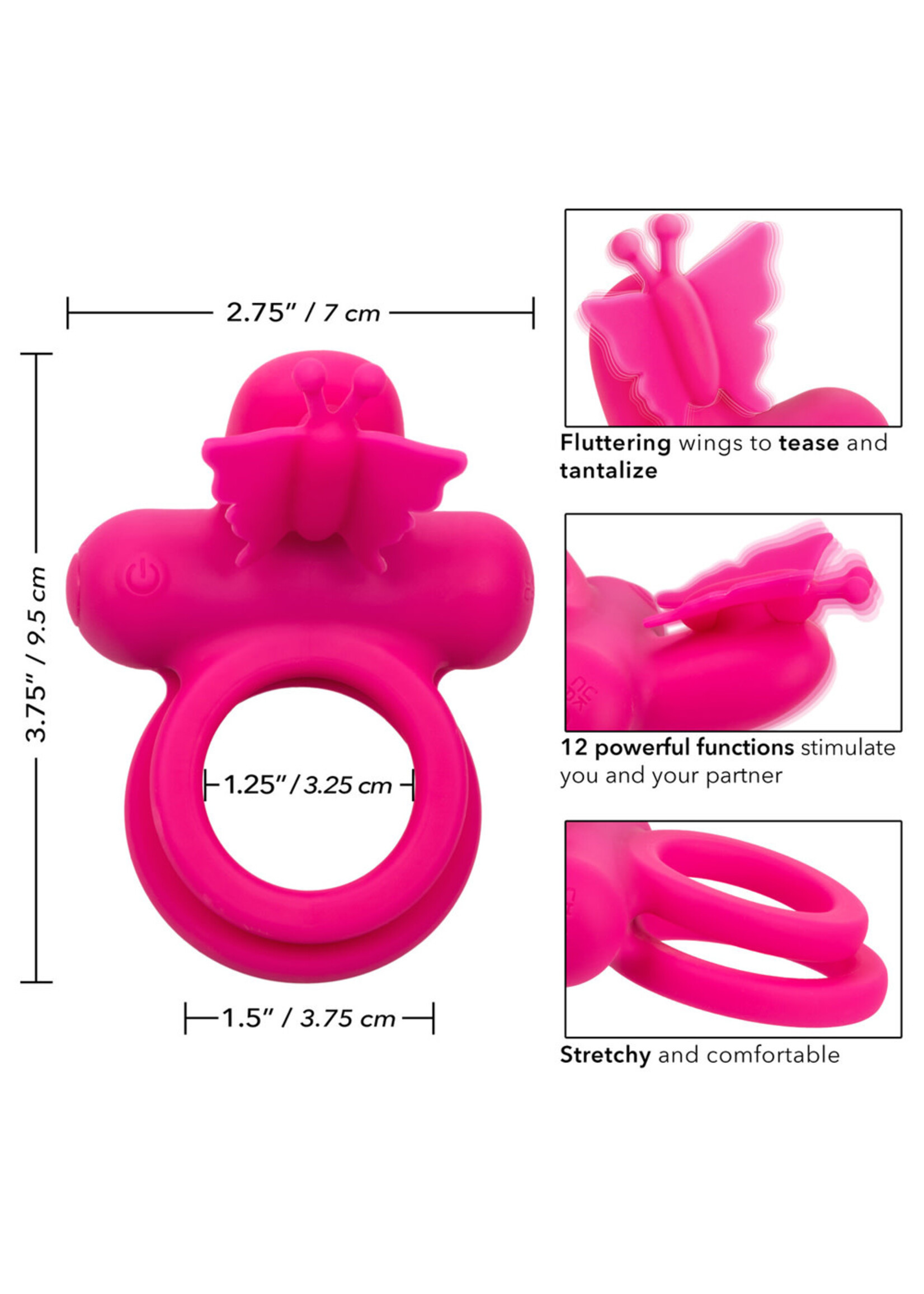 Calexotics Silicone Rechargeable Butterfly Dual Ring
