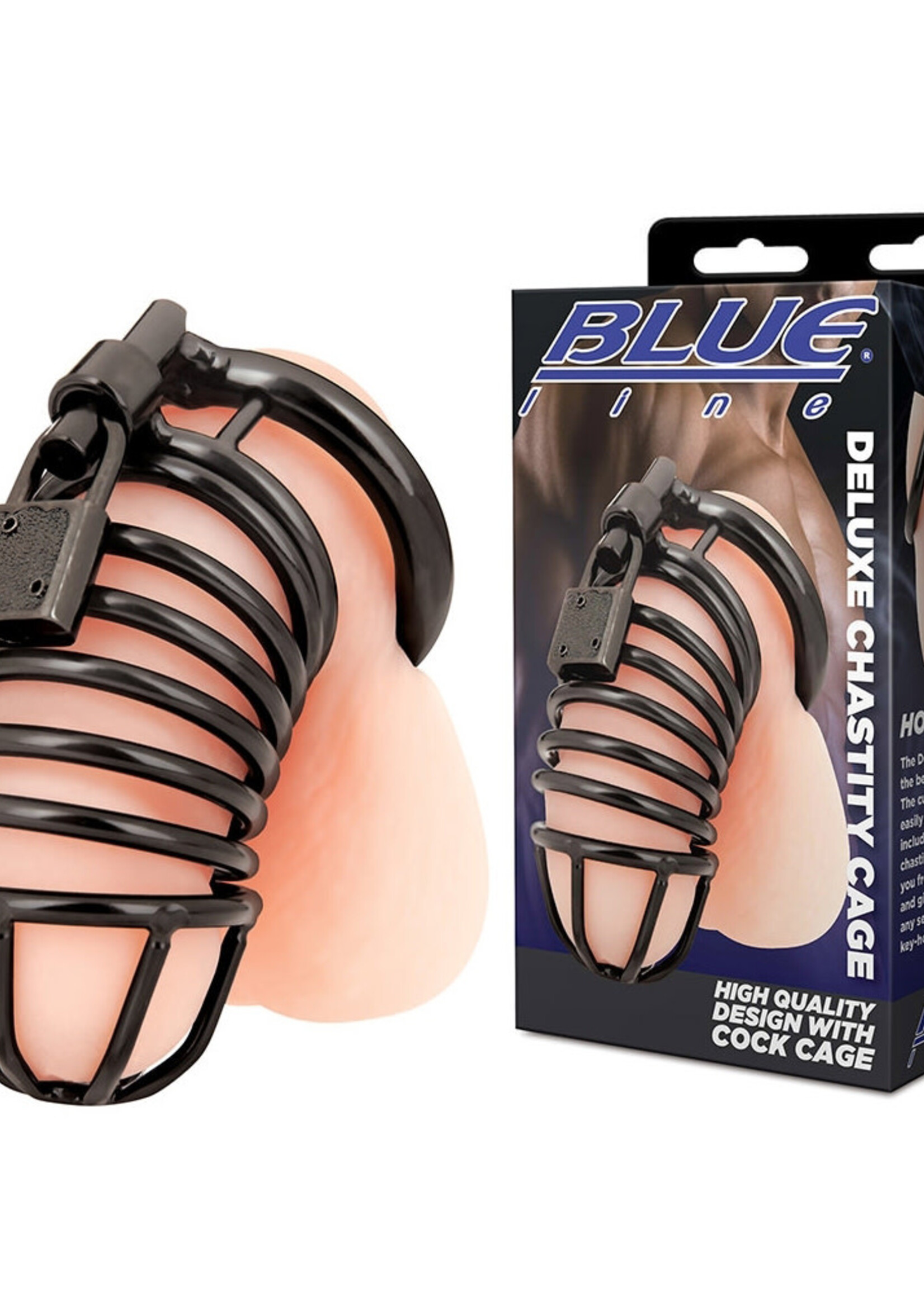 Blue Line Men Deluxe Chastity Cage - Black