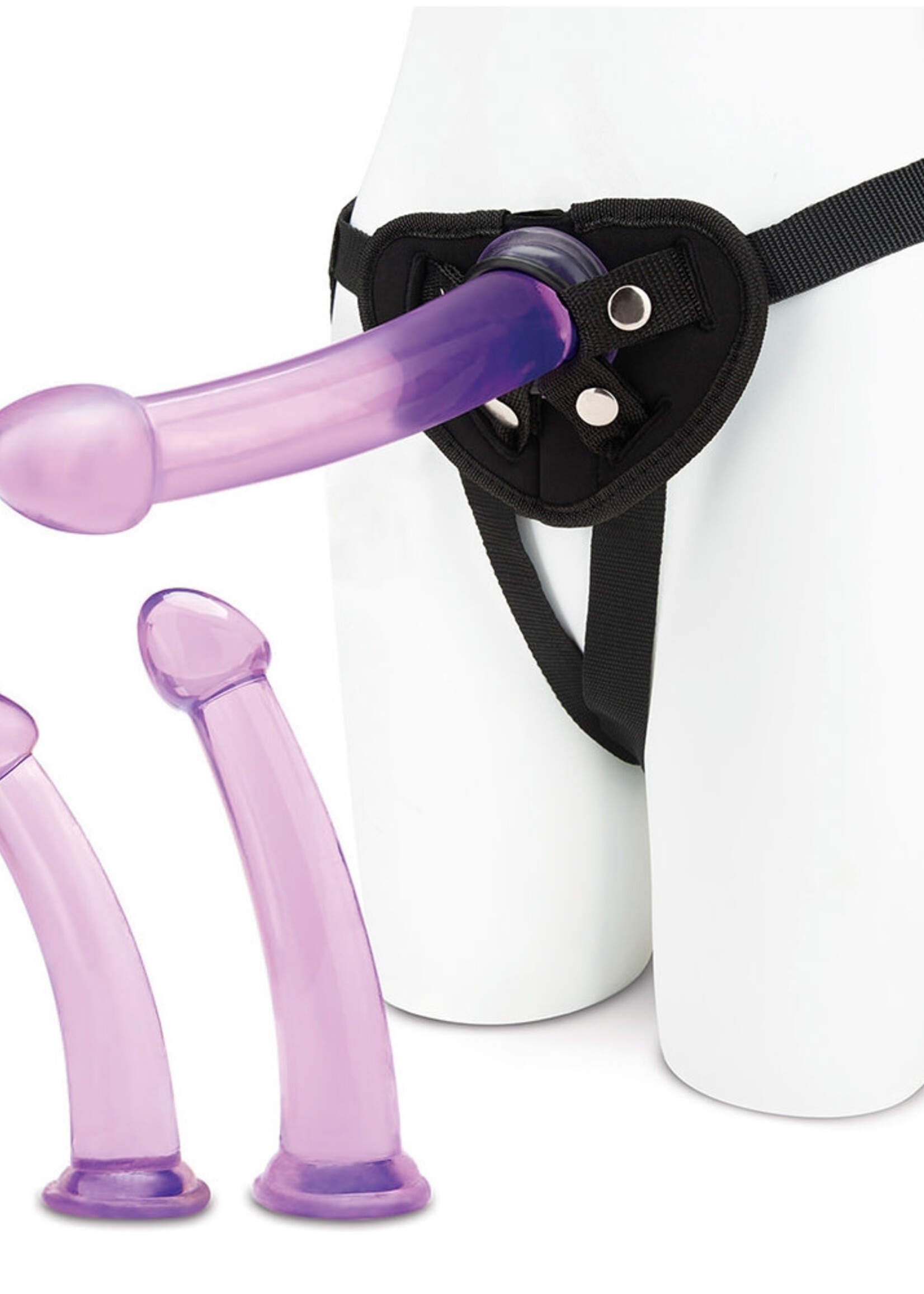 Lux Fetish Size Up 3-Piece Dildo And Harness Pegging Training Set