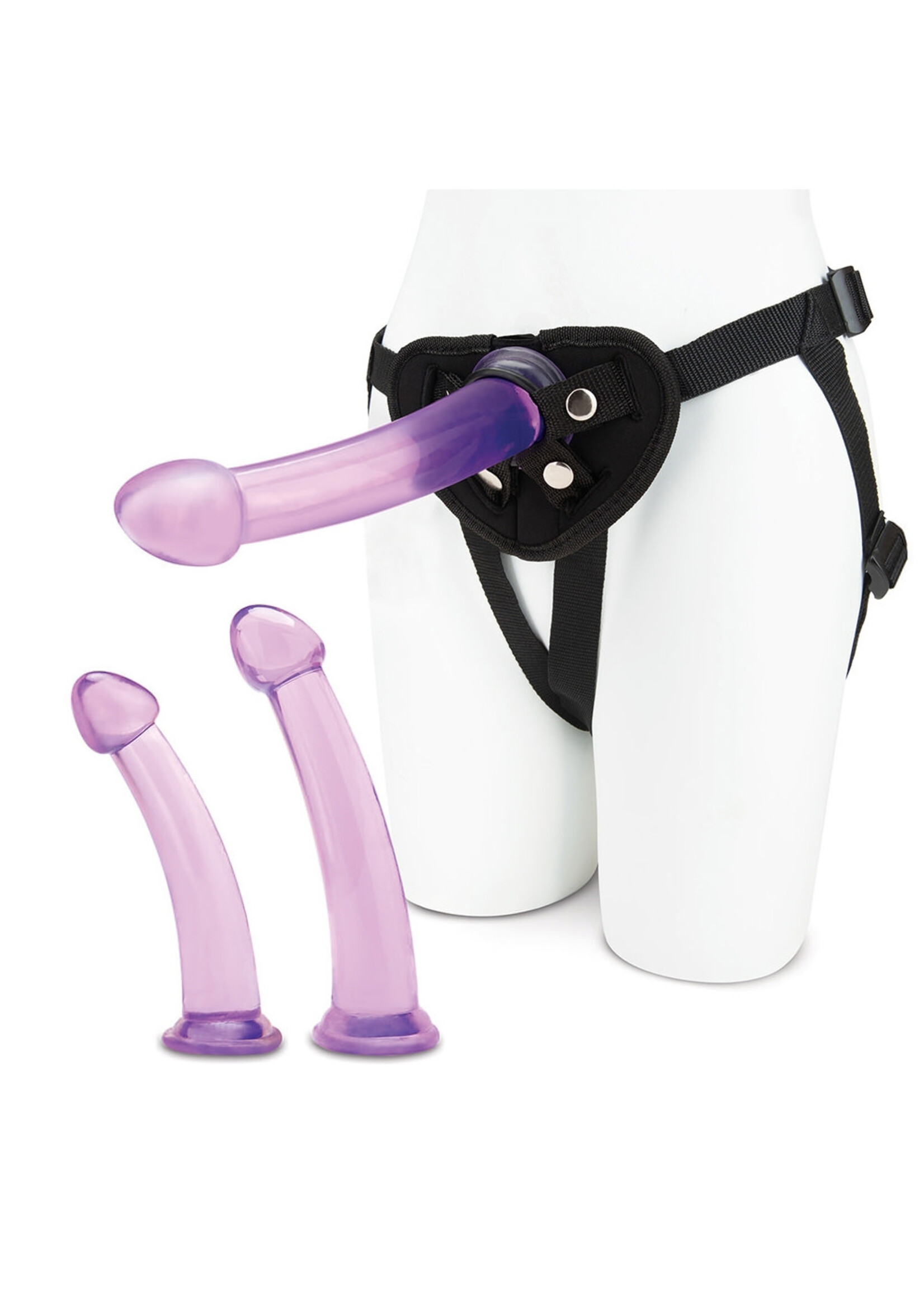 Lux Fetish Size Up 3-Piece Dildo And Harness Pegging Training Set