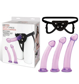 Lux Fetish Size Up 3-Piece Dildo And Harness Pegging Training Set