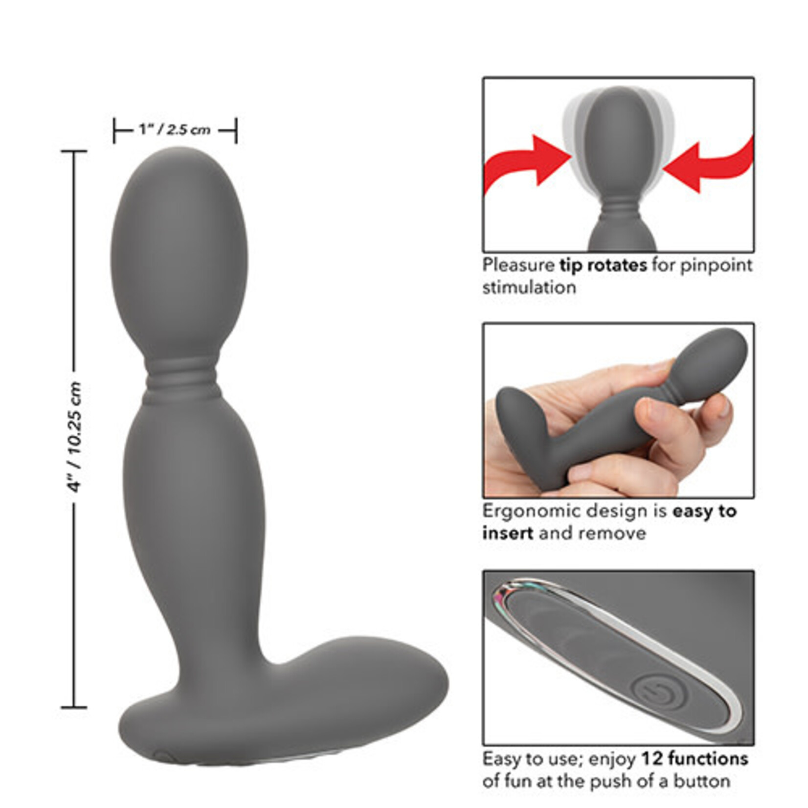 Calexotics Eclipse Rechargeable Silicone Rotator Probe - Grey