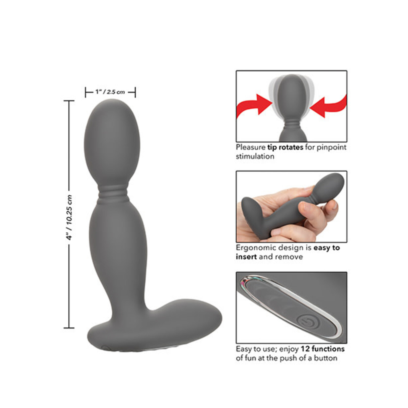 Calexotics Eclipse Rechargeable Silicone Rotator Probe - Grey