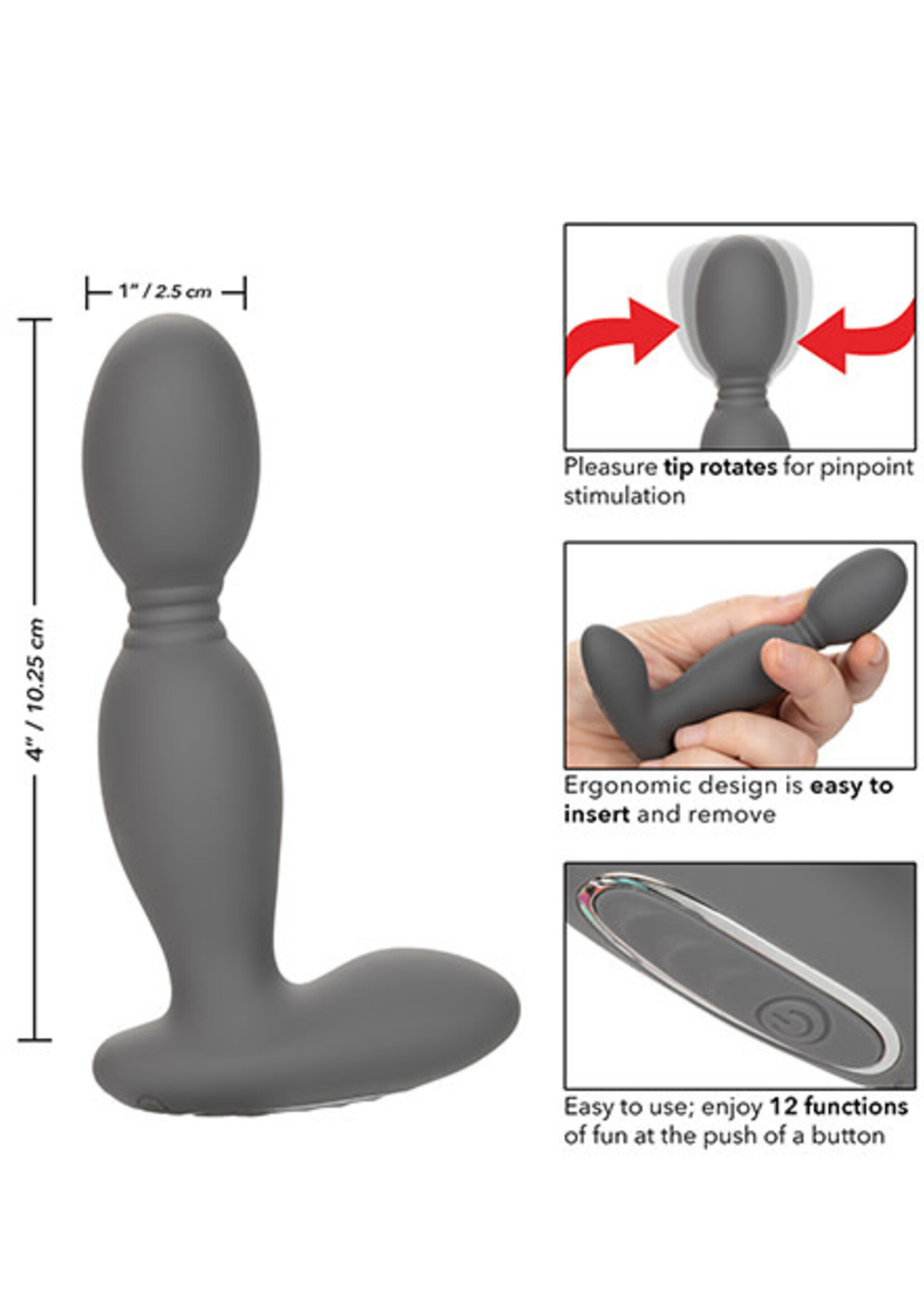 Calexotics Eclipse Rechargeable Silicone Rotator Probe - Grey
