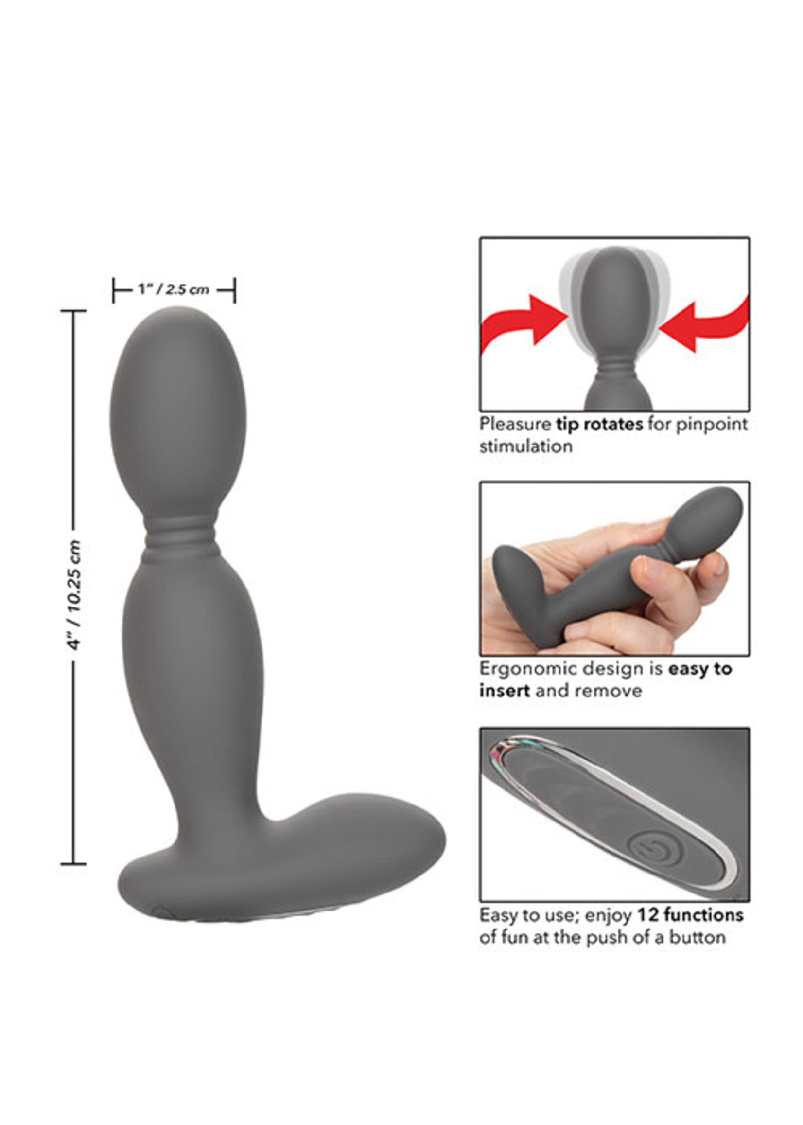 Calexotics Eclipse Rechargeable Silicone Rotator Probe - Grey