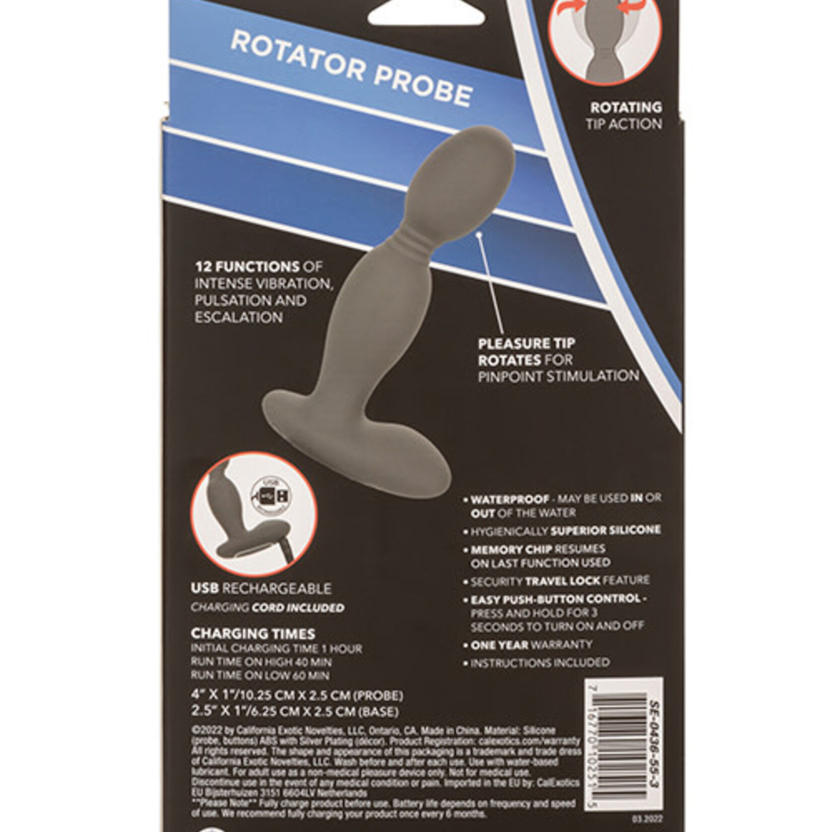 Calexotics Eclipse Rechargeable Silicone Rotator Probe - Grey