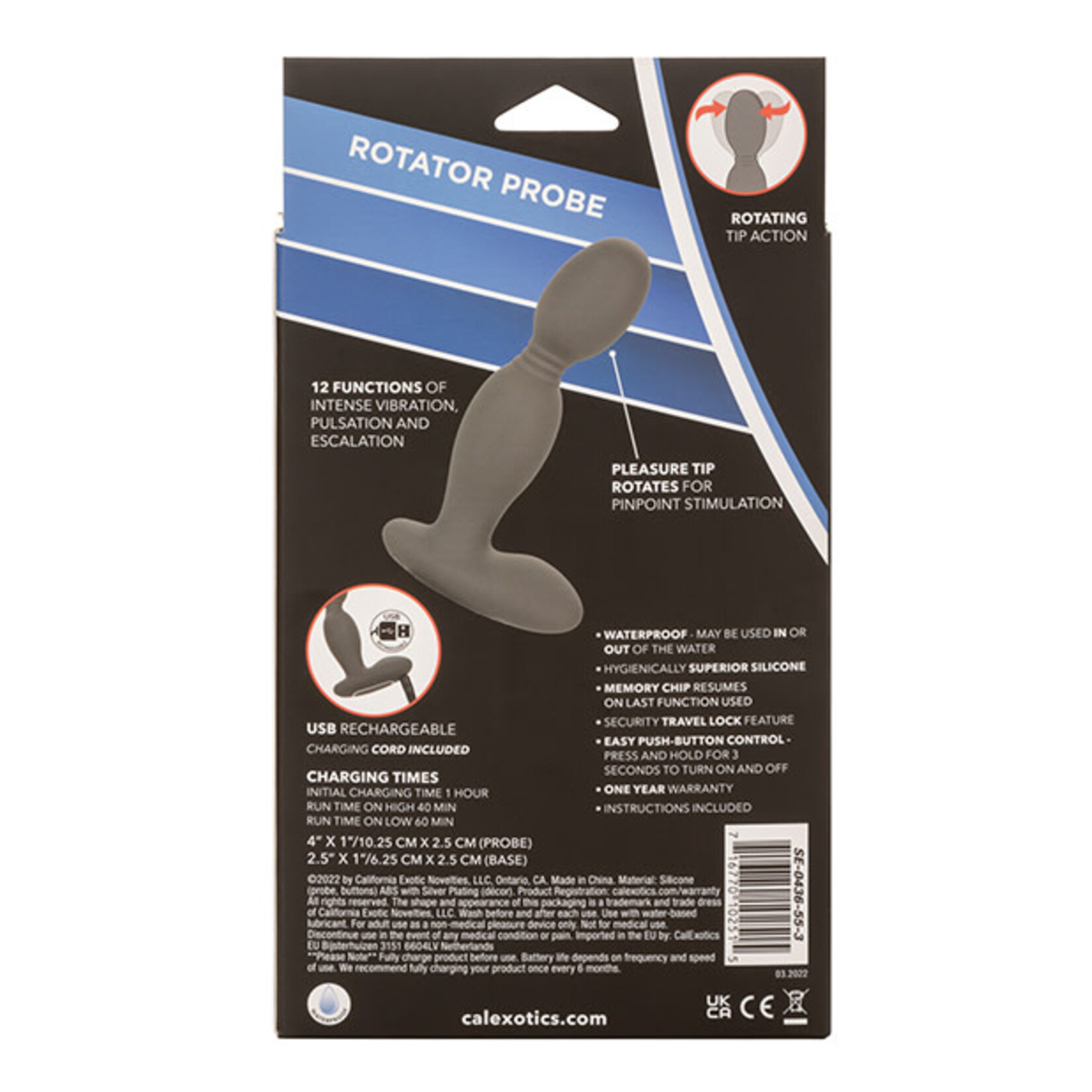 Calexotics Eclipse Rechargeable Silicone Rotator Probe - Grey