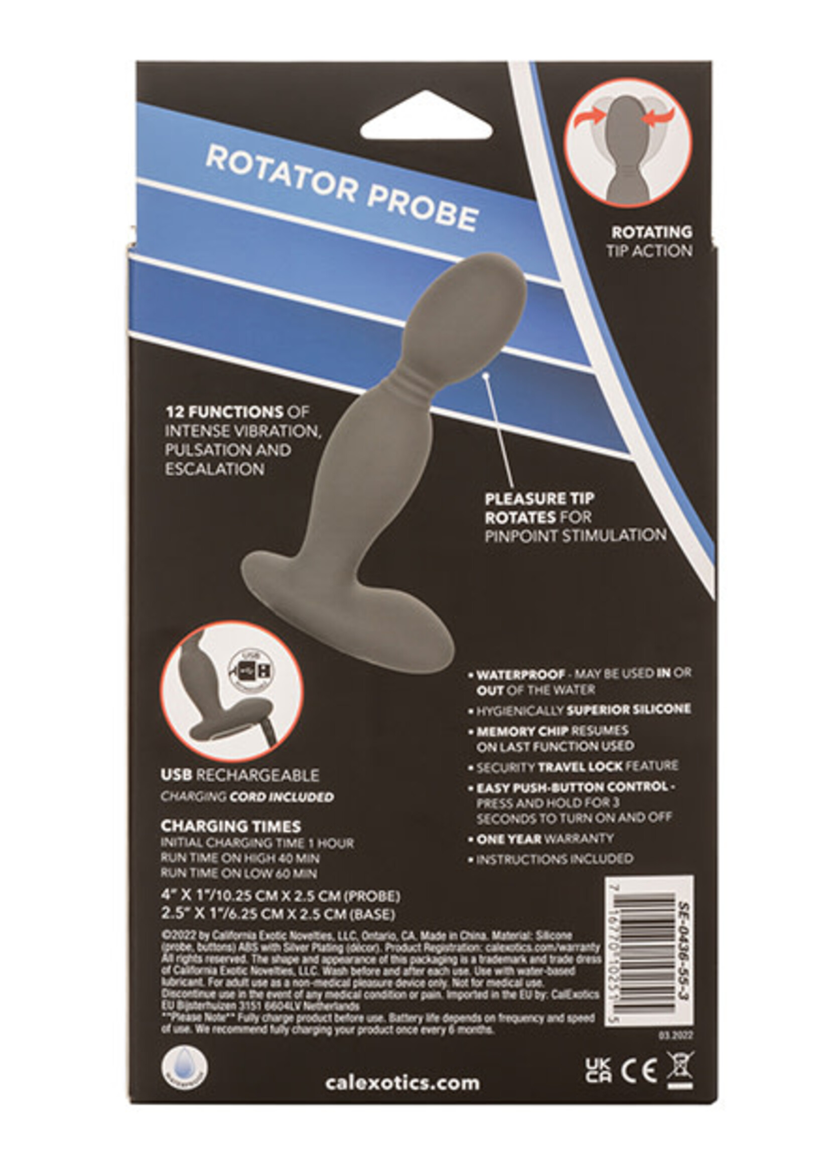 Calexotics Eclipse Rechargeable Silicone Rotator Probe - Grey