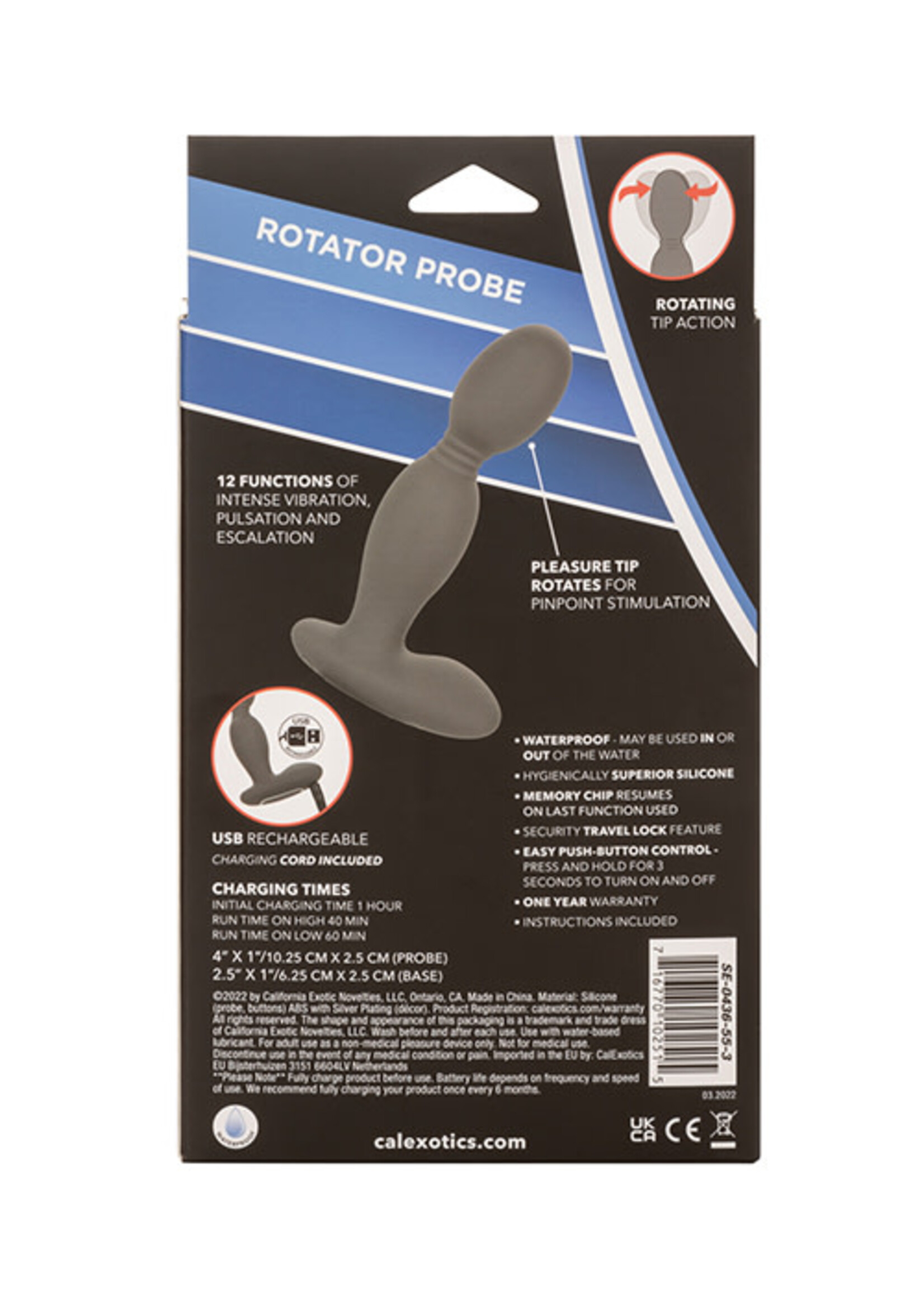 Calexotics Eclipse Rechargeable Silicone Rotator Probe - Grey