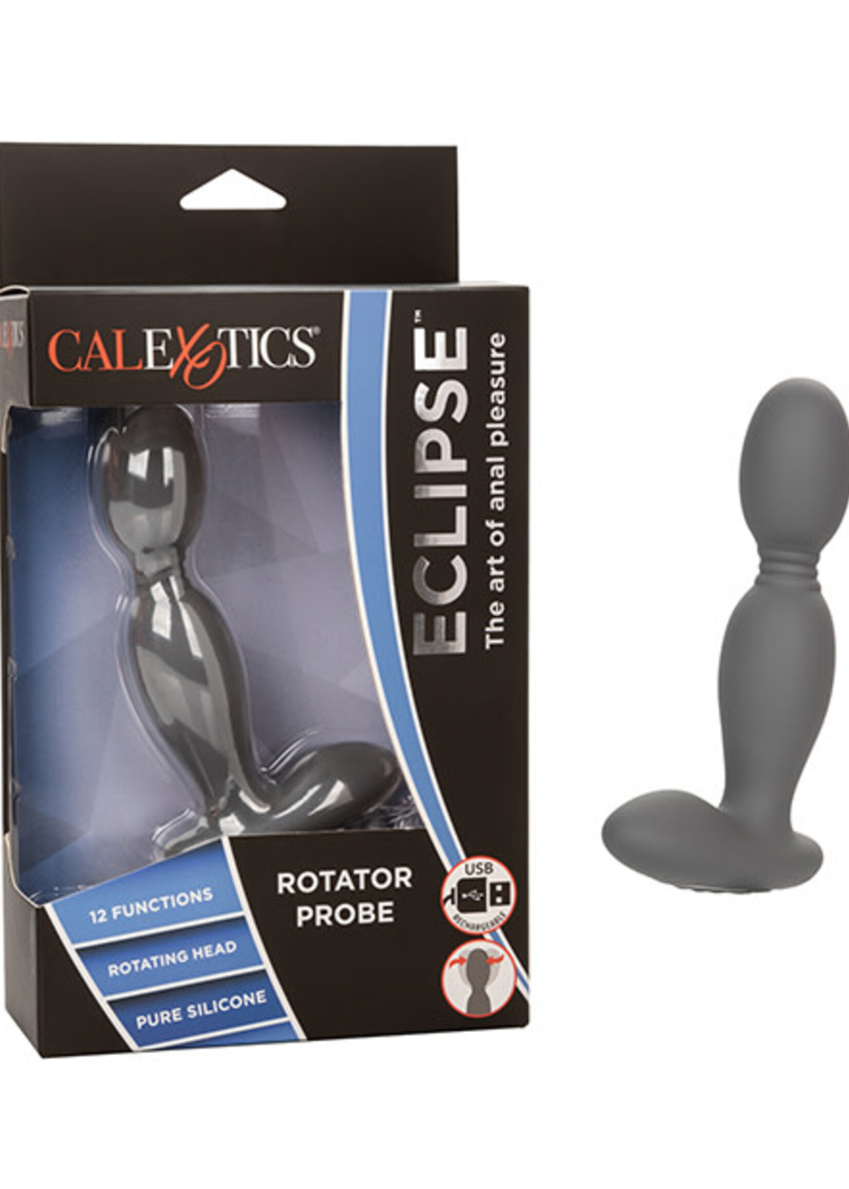 Calexotics Eclipse Rechargeable Silicone Rotator Probe - Grey