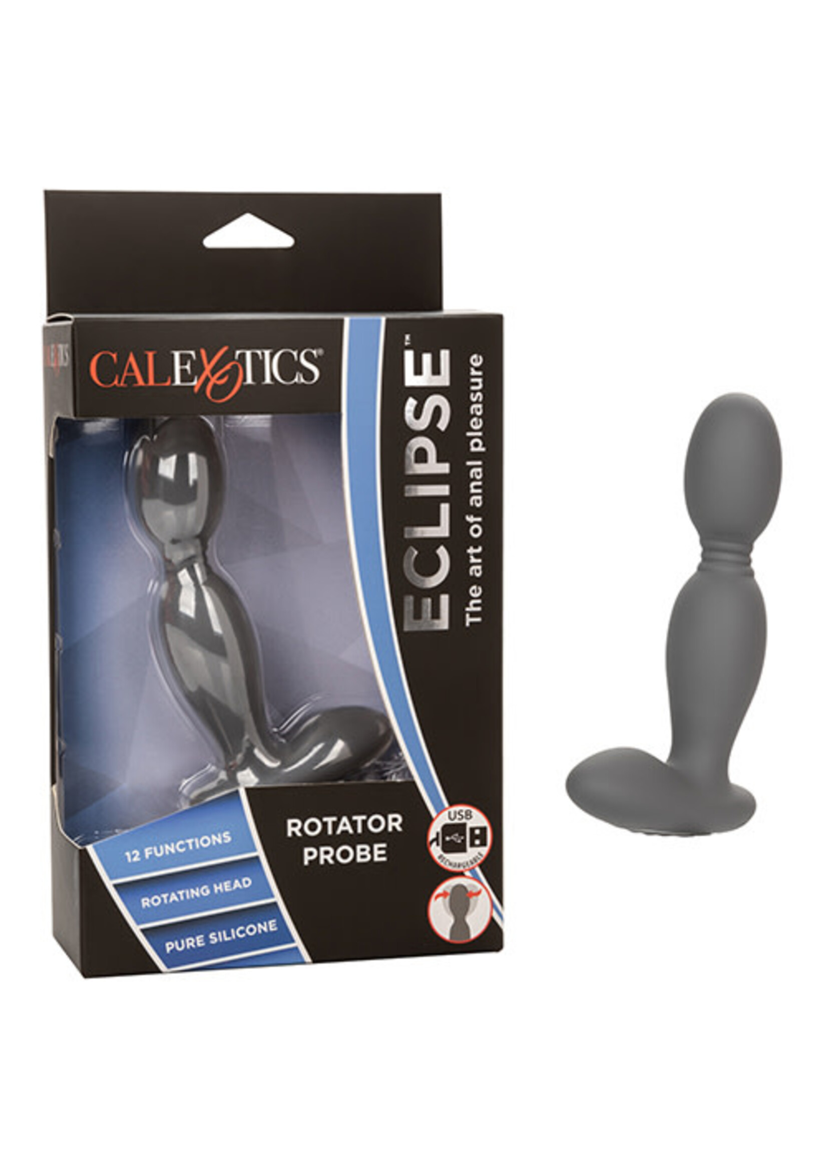 Calexotics Eclipse Rechargeable Silicone Rotator Probe - Grey