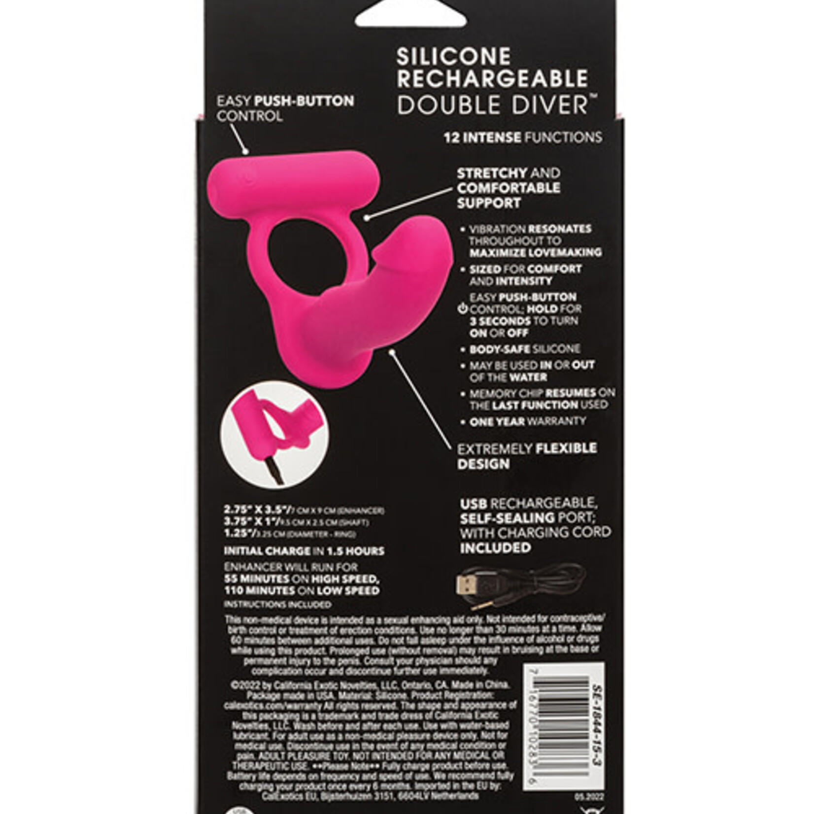 Calexotics Silicone Rechargeable Double Diver - Pink