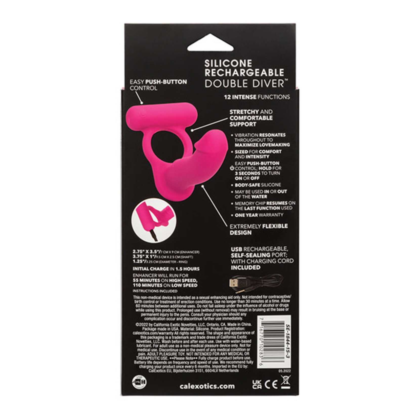 Calexotics Silicone Rechargeable Double Diver - Pink