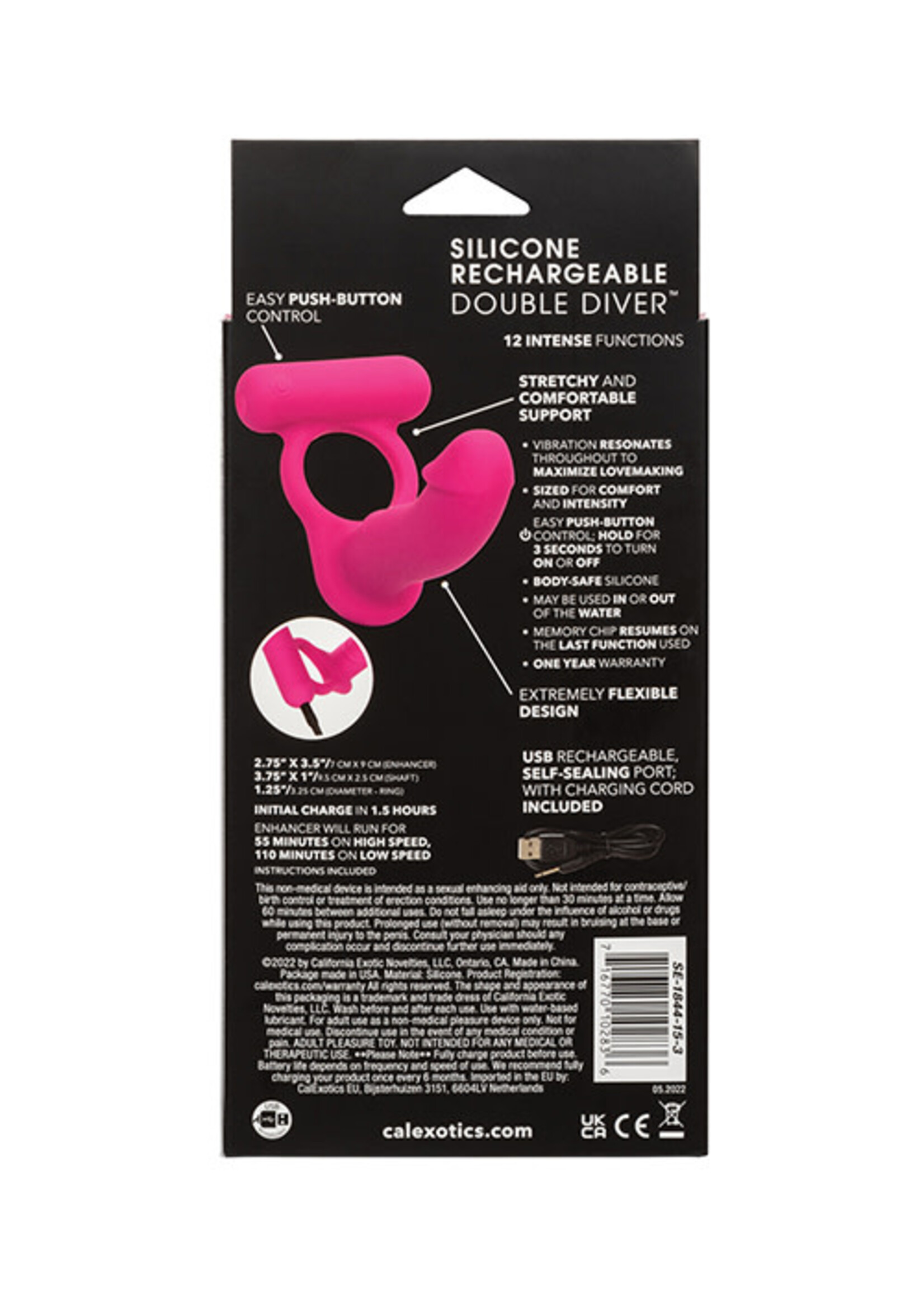 Calexotics Silicone Rechargeable Double Diver - Pink