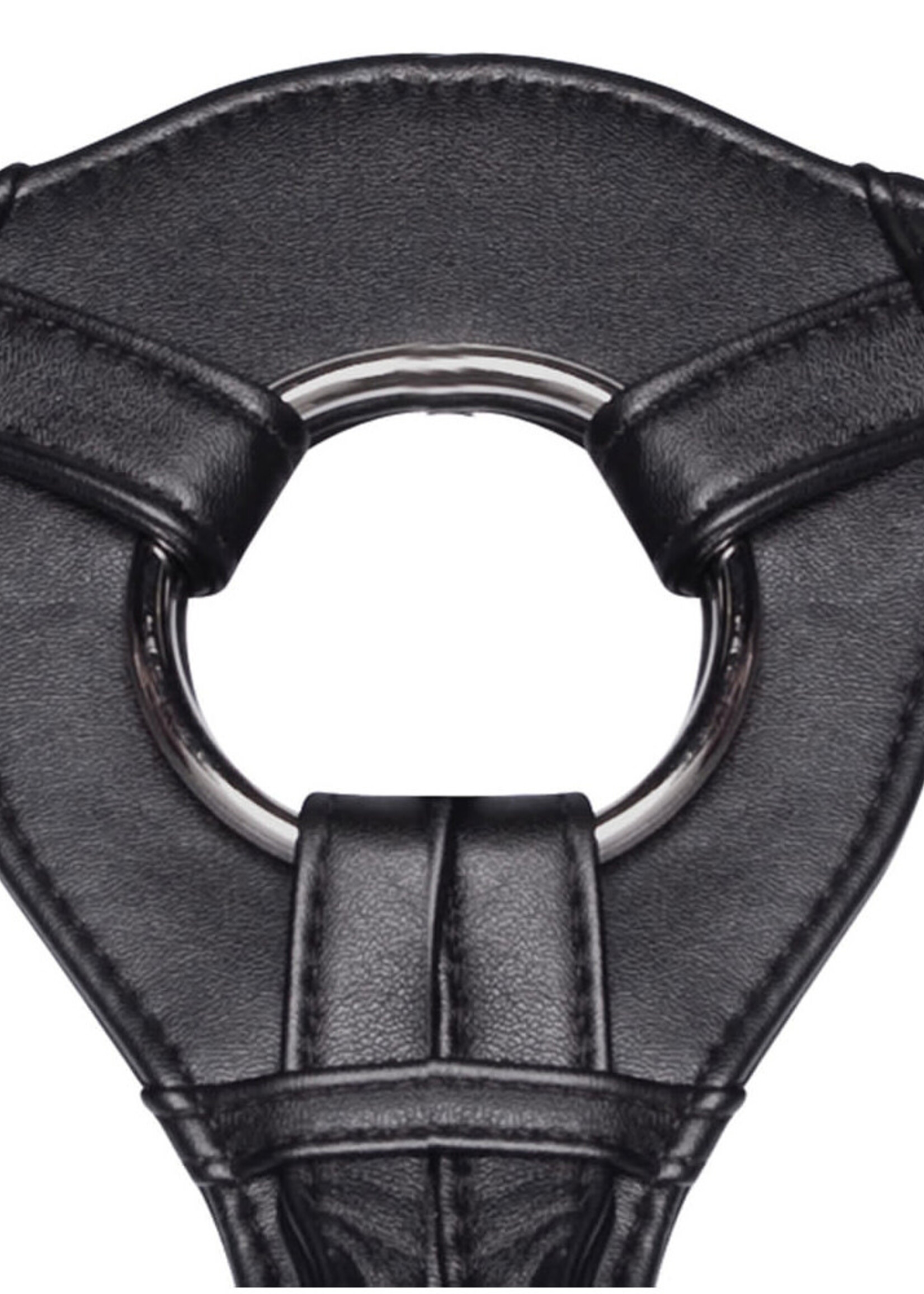 Lux Fetish Patent Leather Strap-on Harness - Black