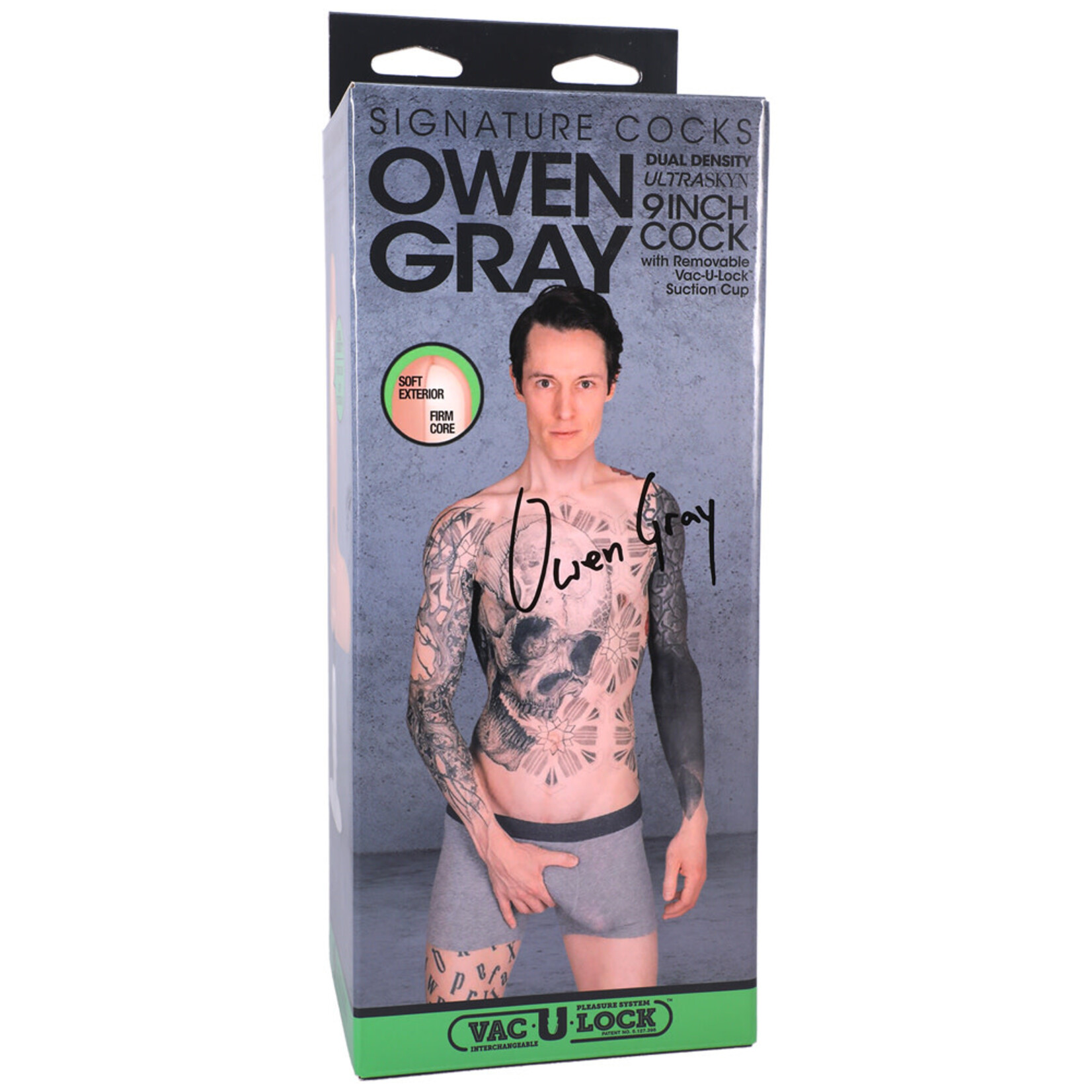 Doc Johnson Signature Cocks ULTRASKYN 8" Cock w/Removable Vac-U-Lock Suction Cup - Owen Grey