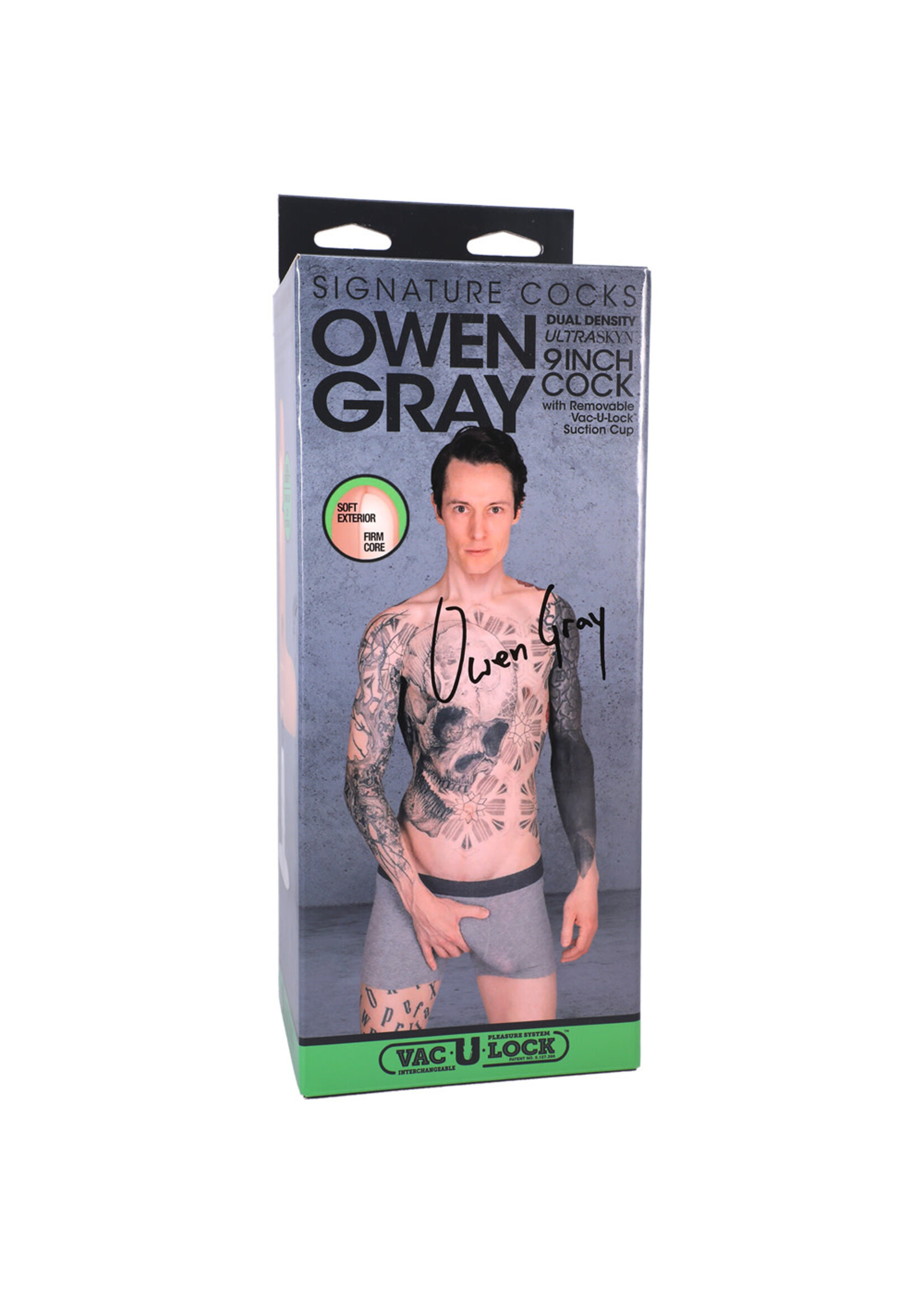 Doc Johnson Signature Cocks ULTRASKYN 8" Cock w/Removable Vac-U-Lock Suction Cup - Owen Grey