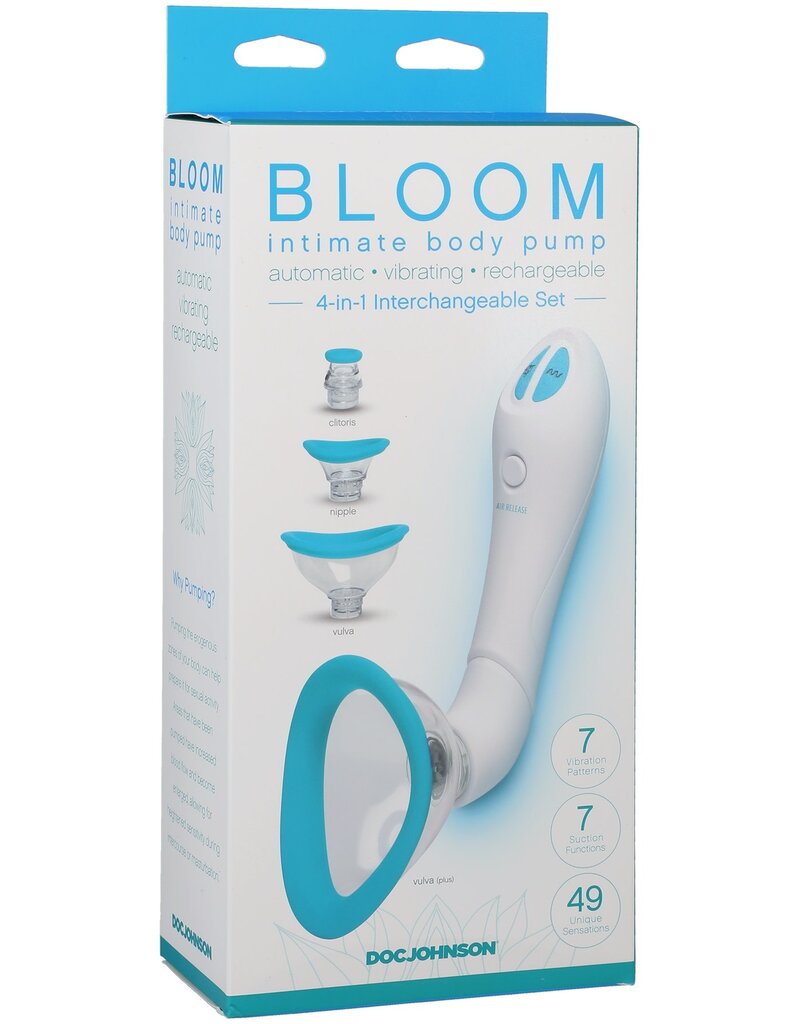 Doc Johnson Bloom - Intimate Body Pump - Automatic - Vibrating - Rechargeable - sky blue