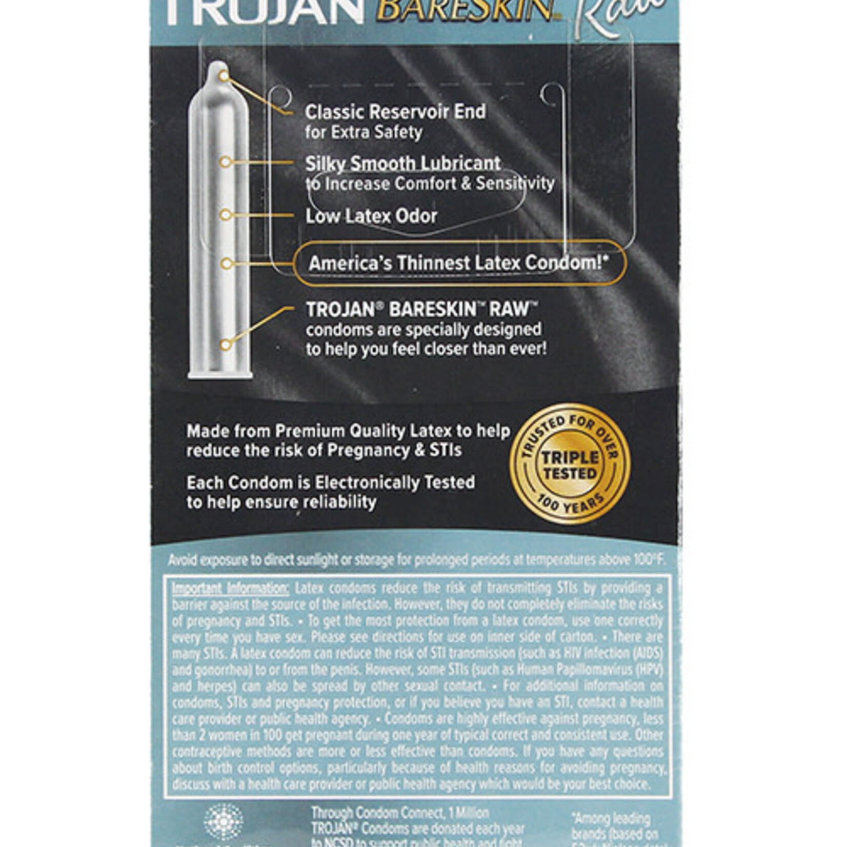 Trojan Condoms Trojan BareSkin Raw Condom - Pack of 10