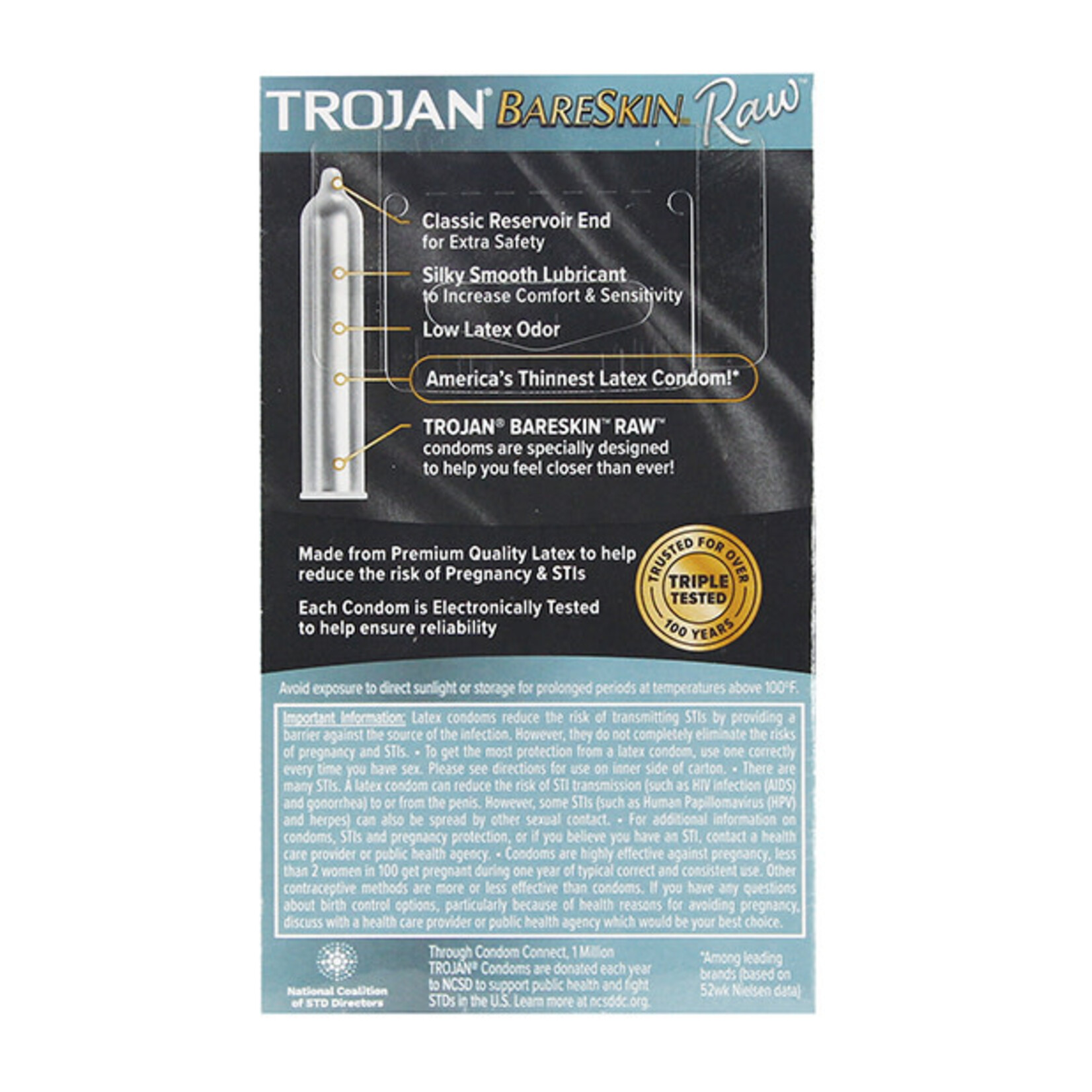 Trojan Condoms Trojan BareSkin Raw Condom - Pack of 10