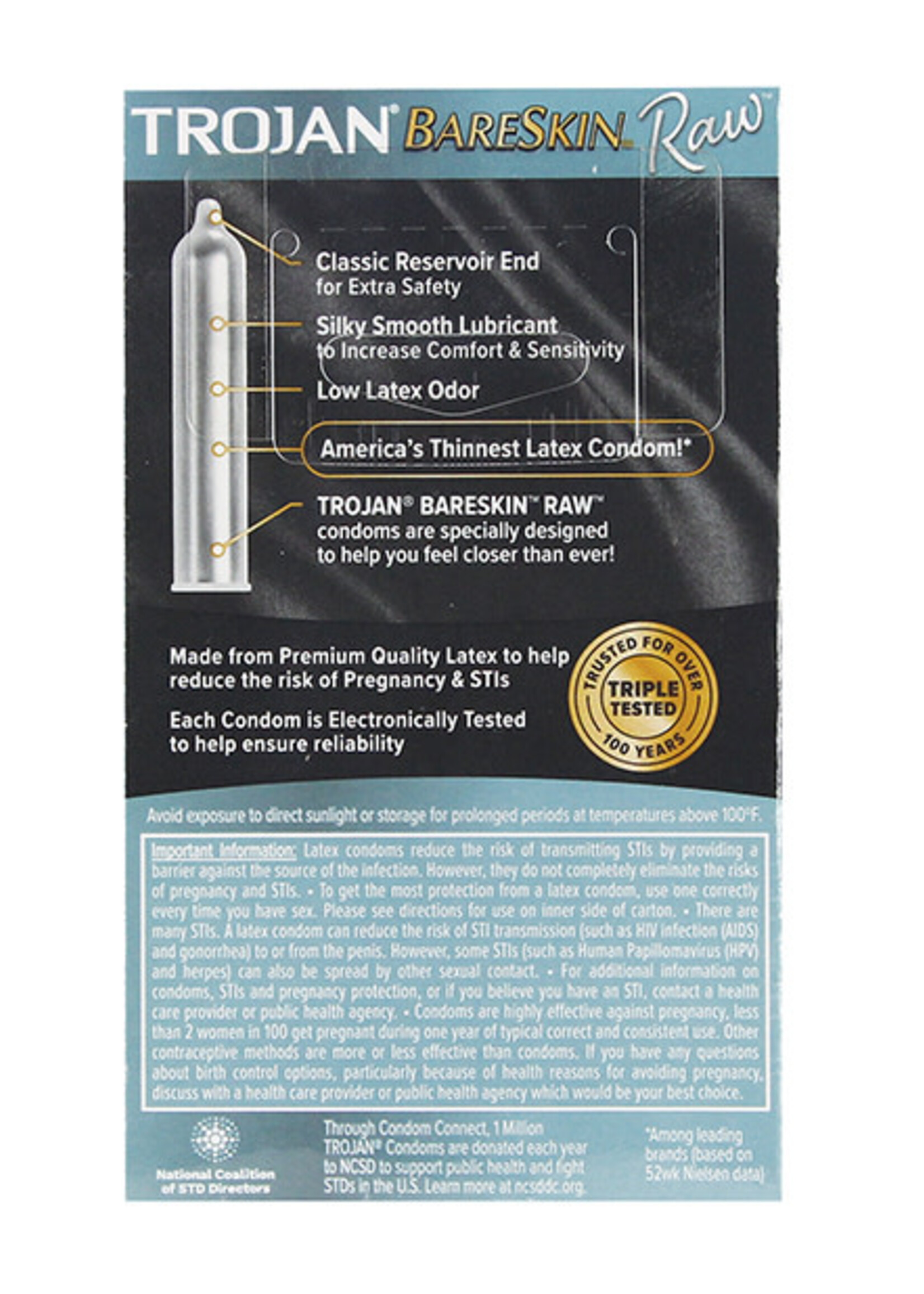 Trojan Condoms Trojan BareSkin Raw Condom - Pack of 10