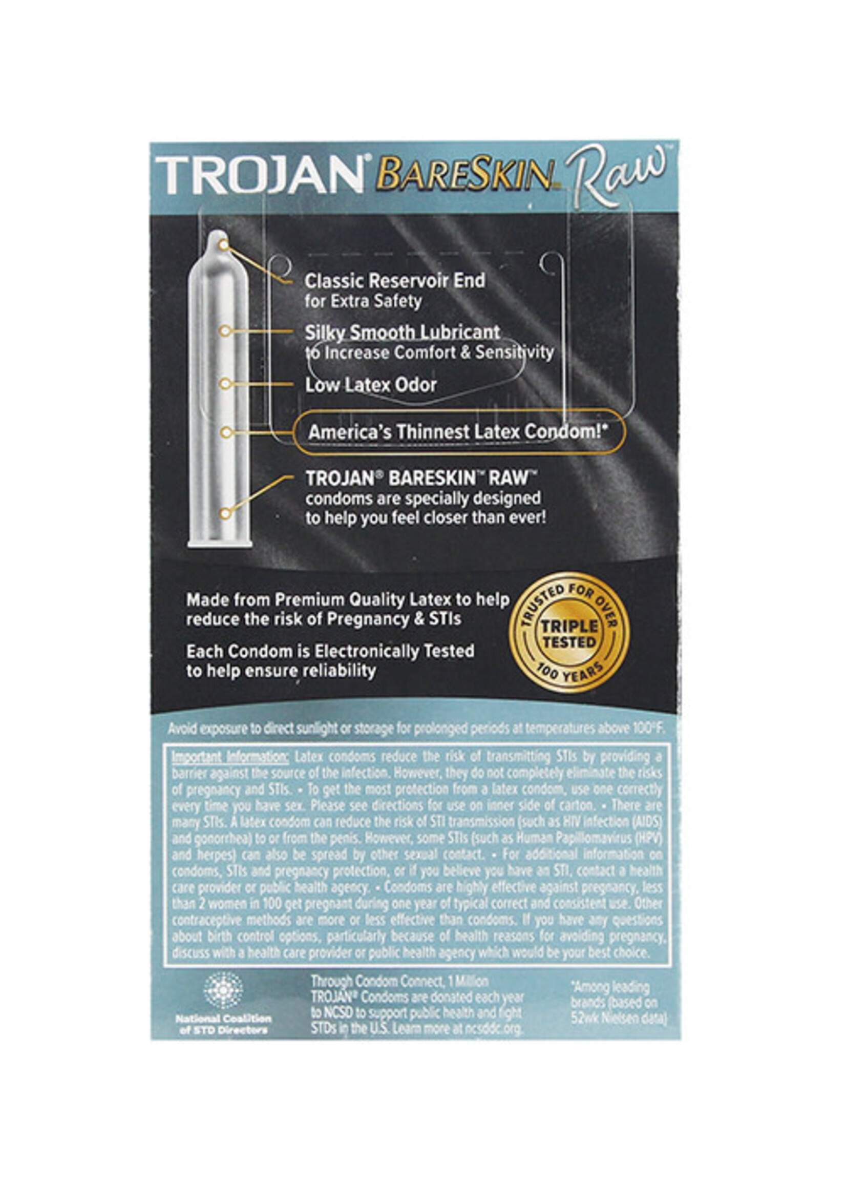 Trojan Condoms Trojan BareSkin Raw Condom - Pack of 10