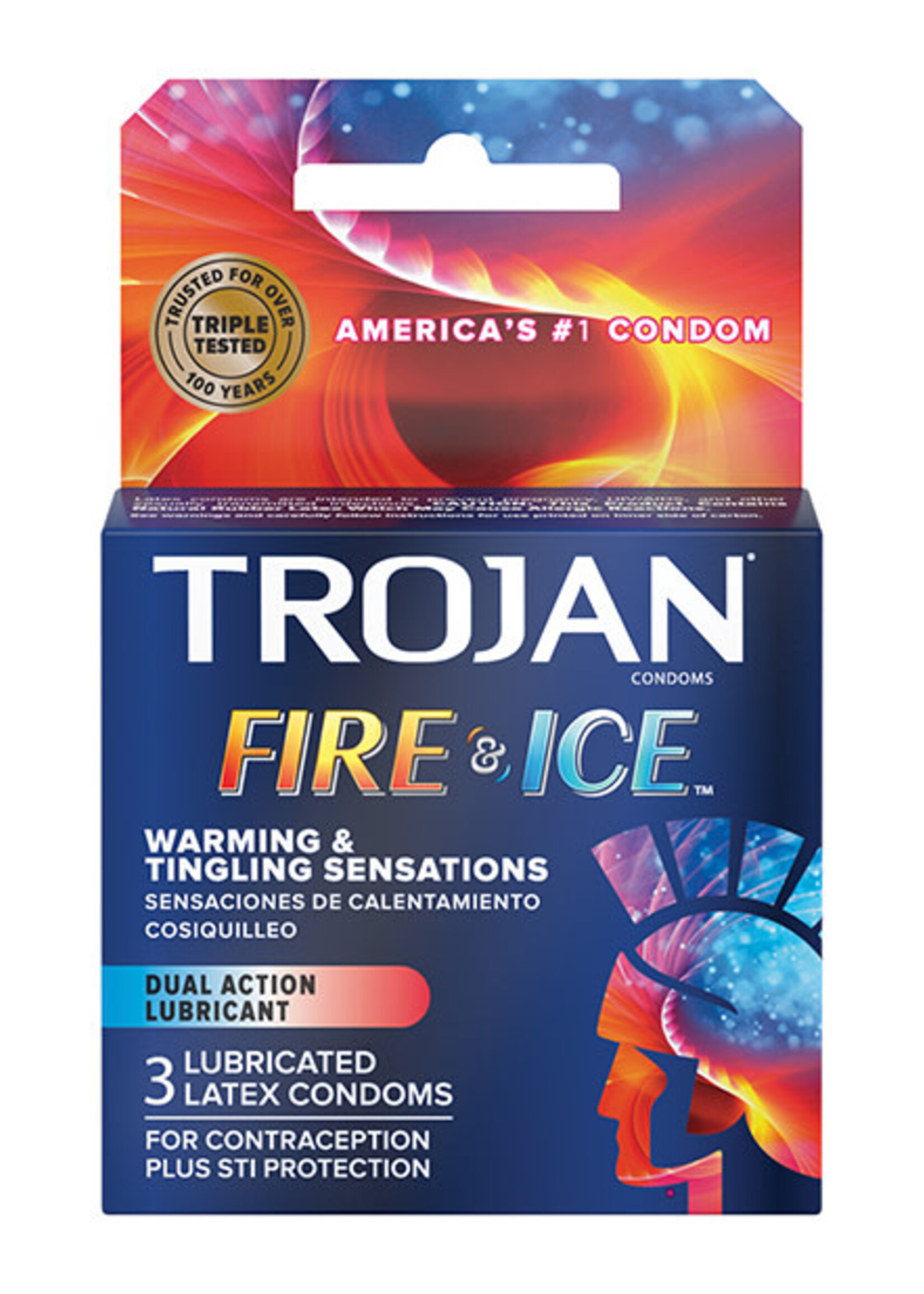 Trojan Condoms Trojan Fire and Ice Dual Action Lubricated Condoms - 3 Pack