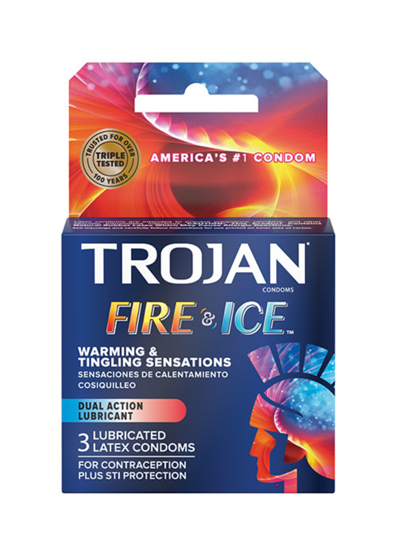 Trojan Condoms Trojan Fire and Ice Dual Action Lubricated Condoms - 3 Pack