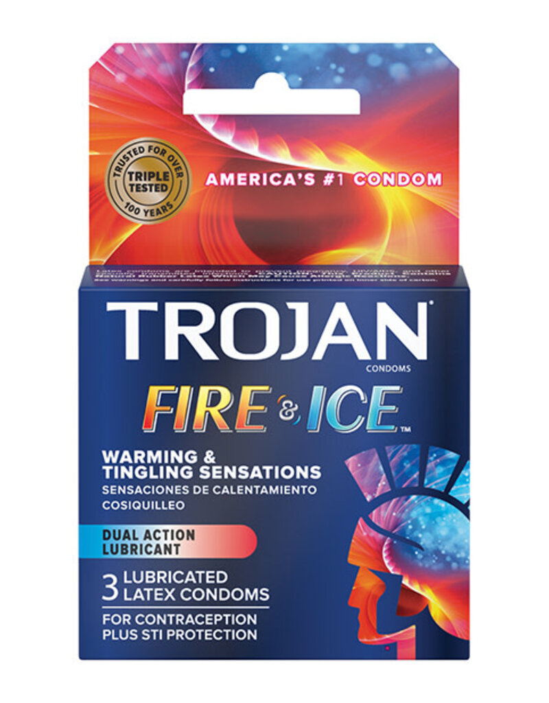 Trojan Condoms Trojan Fire and Ice Dual Action Lubricated Condoms - 3 Pack