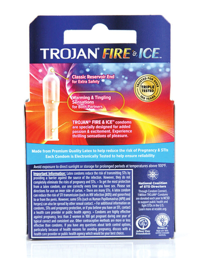 Trojan Condoms Trojan Fire and Ice Dual Action Lubricated Condoms - 3 Pack