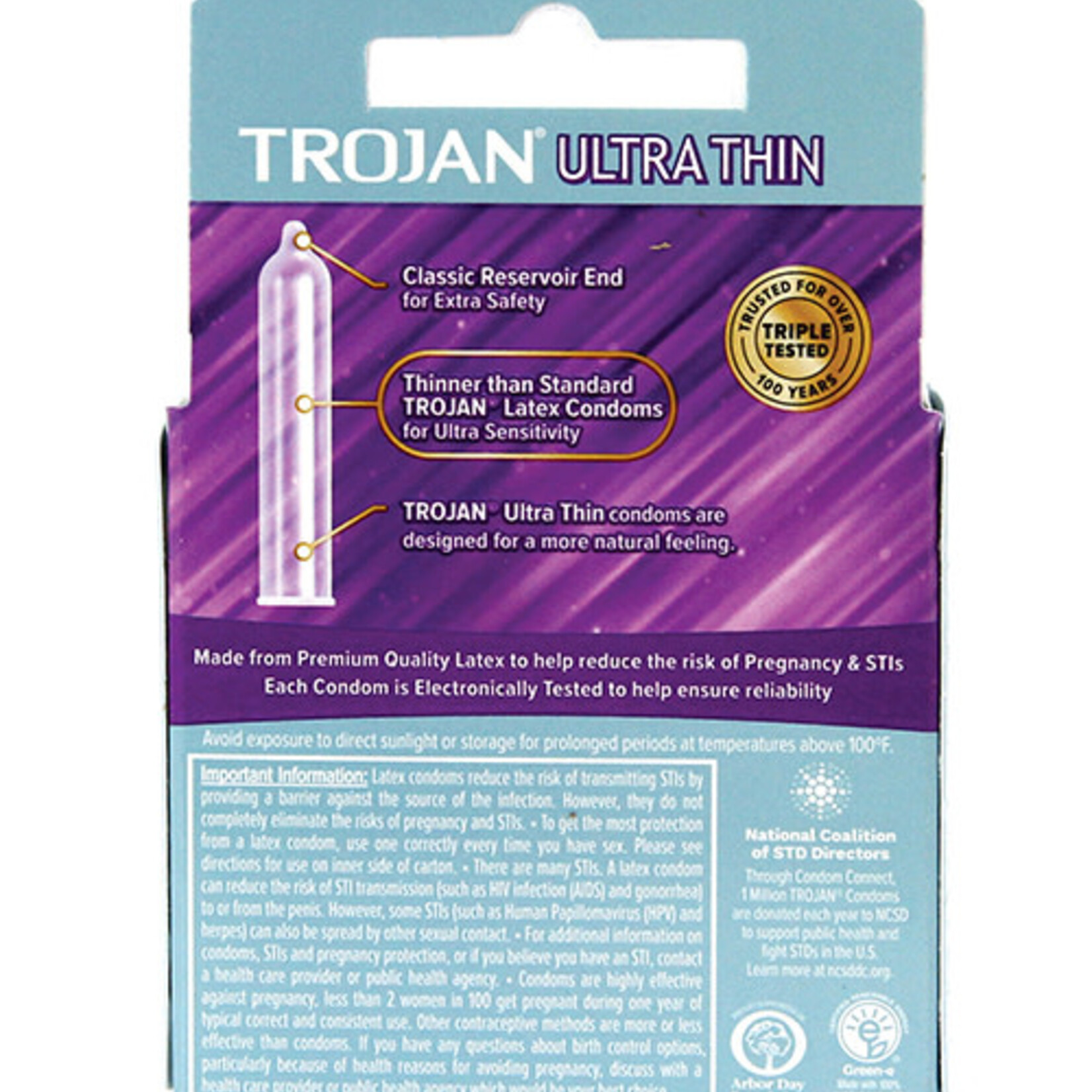 Trojan Condoms Trojan Condom Sensitivity Ultra Thin Lubricated 3 Pack