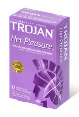 Trojan Condoms Trojan Her Pleasure Lubricated Condoms - Box of 12 Trojan Condoms Trojan Her Pleasure Lubricated Condoms - Box of 12