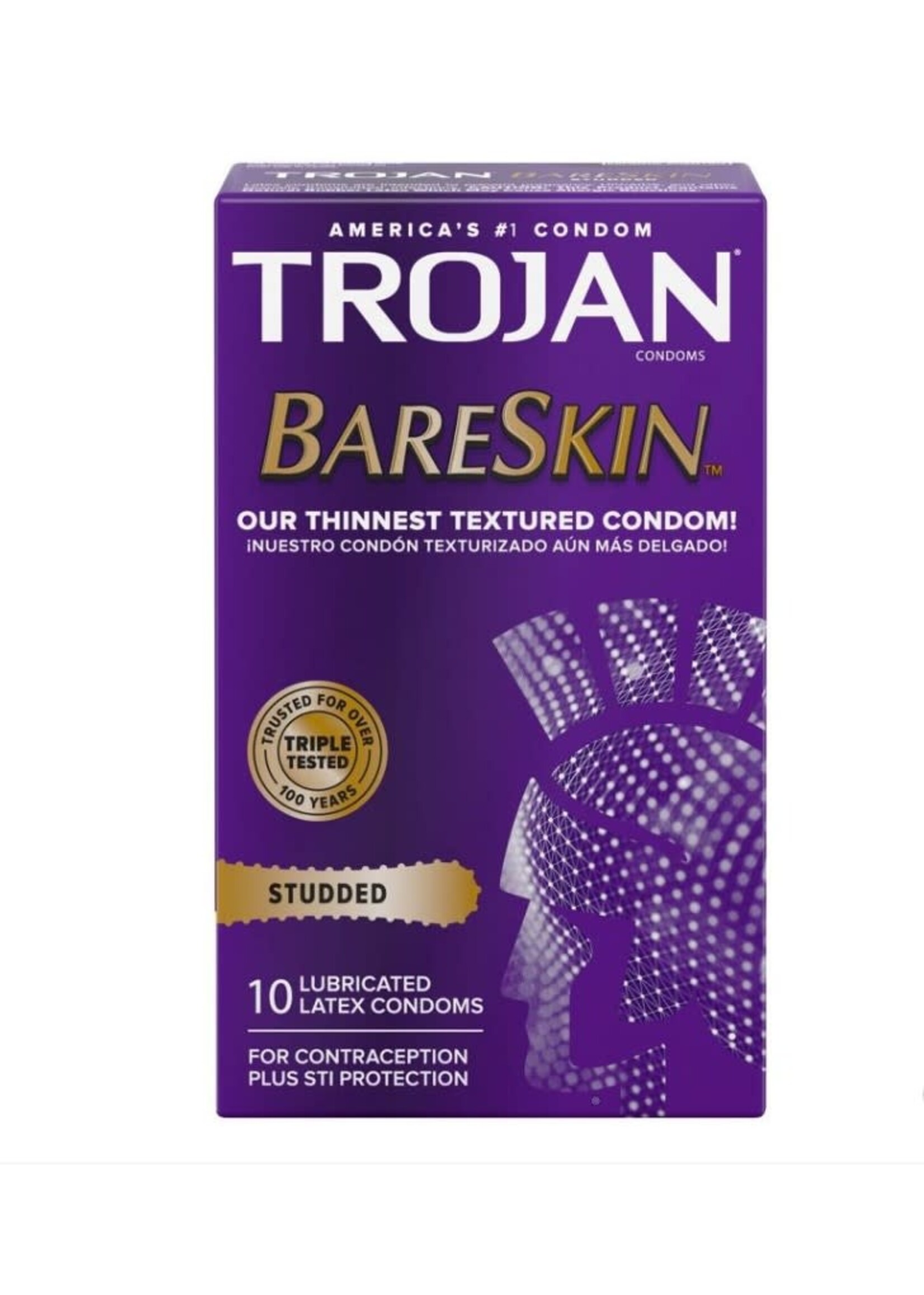 Trojan Condoms Trojan Studded Bareskin Condoms - Box of 10