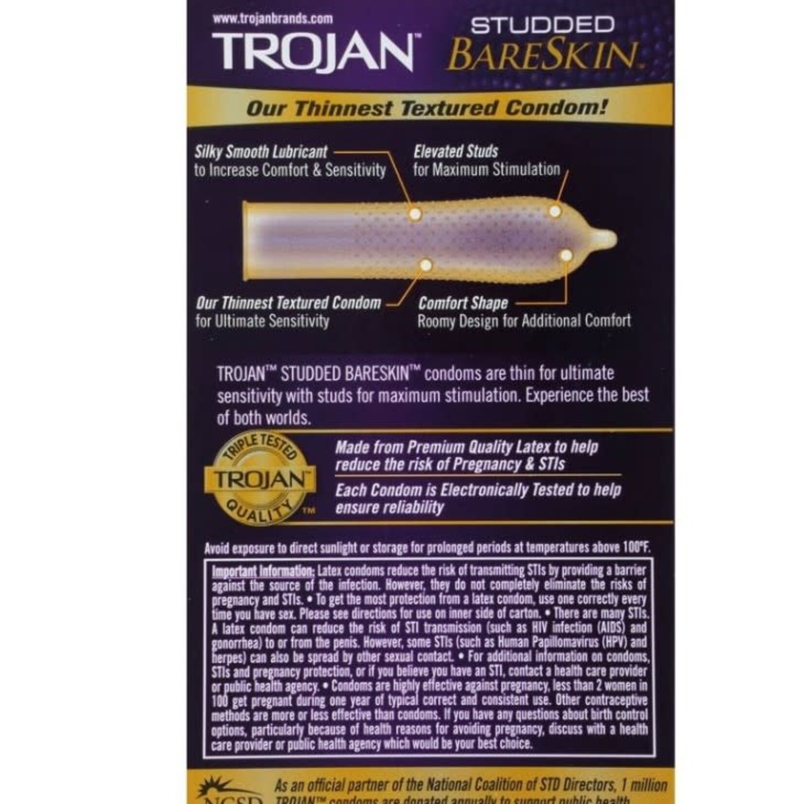 Trojan Condoms Trojan Studded Bareskin Condoms - Box of 10