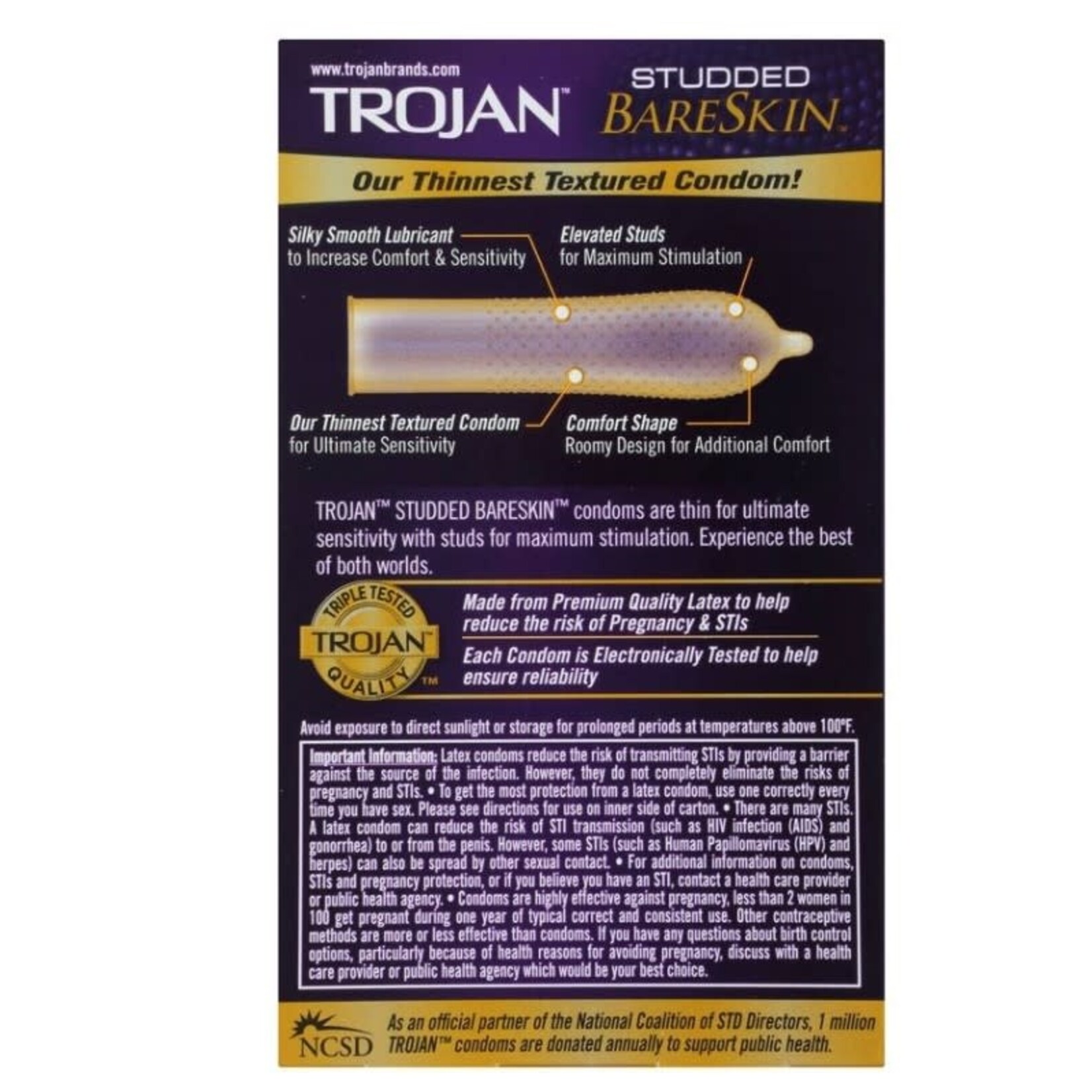Trojan Condoms Trojan Studded Bareskin Condoms - Box of 10