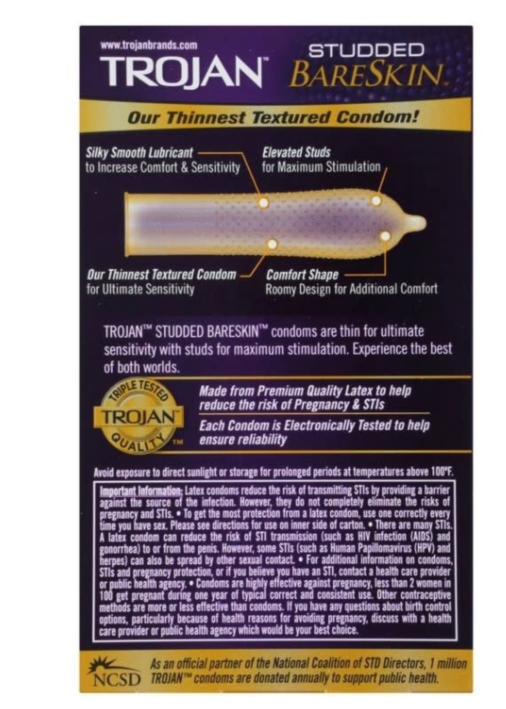Trojan Condoms Trojan Studded Bareskin Condoms - Box of 10
