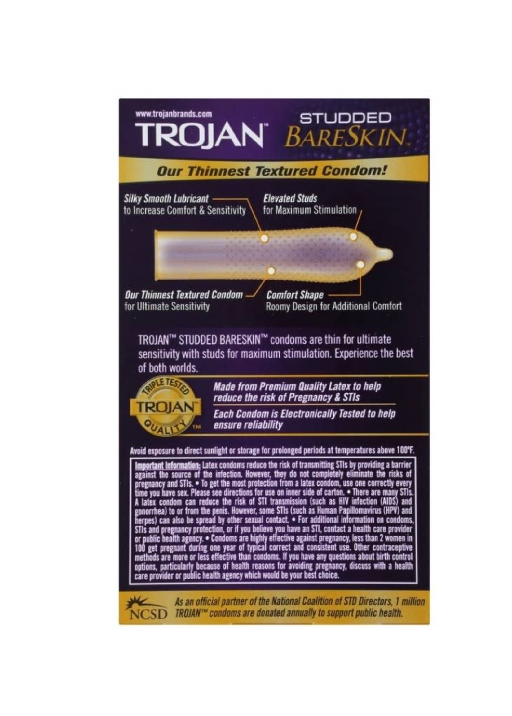Trojan Condoms Trojan Studded Bareskin Condoms - Box of 10