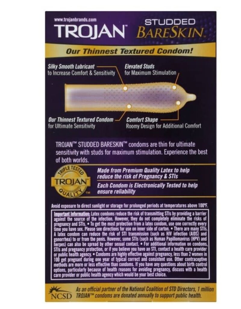 Trojan Condoms Trojan Studded Bareskin Condoms - Box of 10