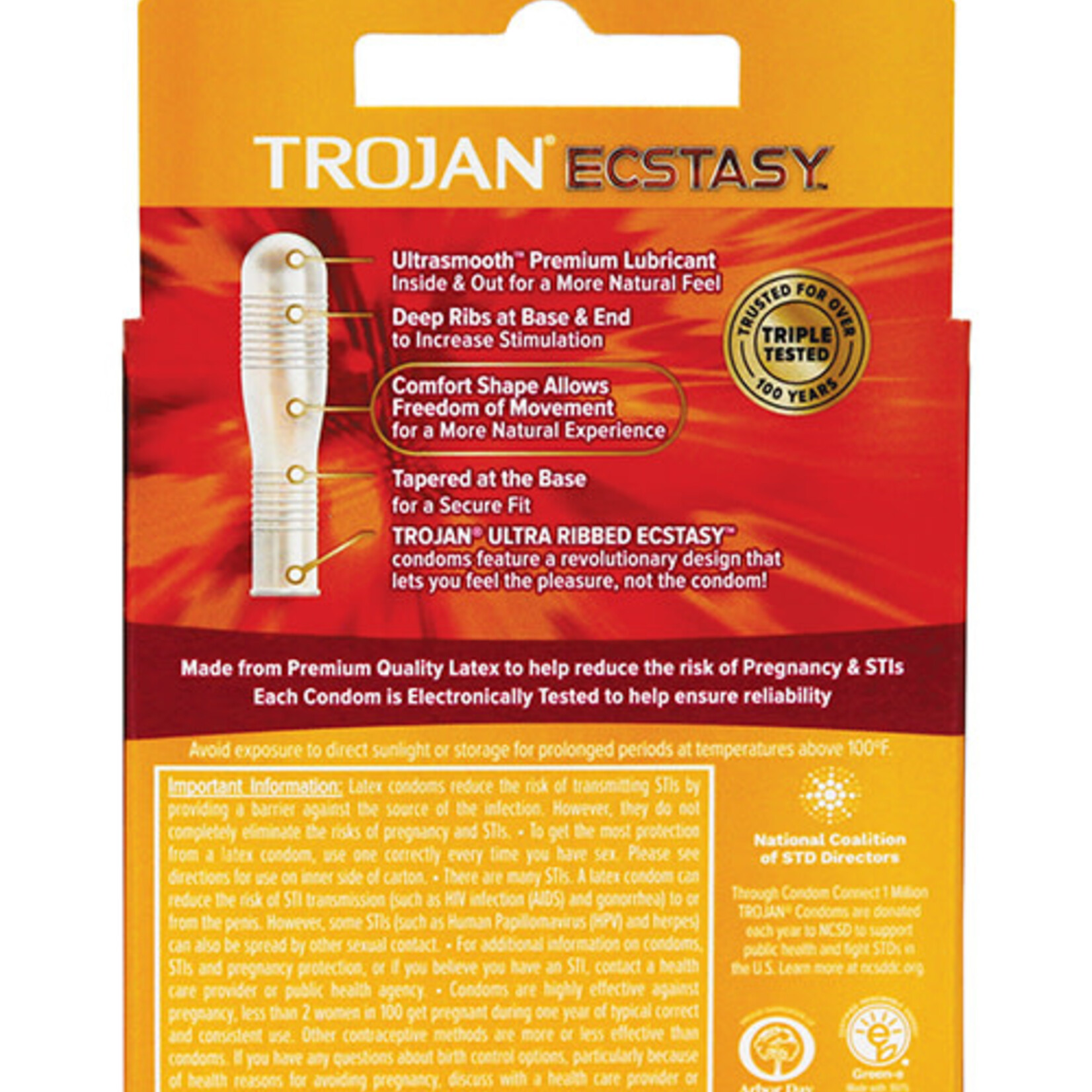 Trojan Condoms Trojan Ultra Ribbed Ecstasy Condoms - Box of 3