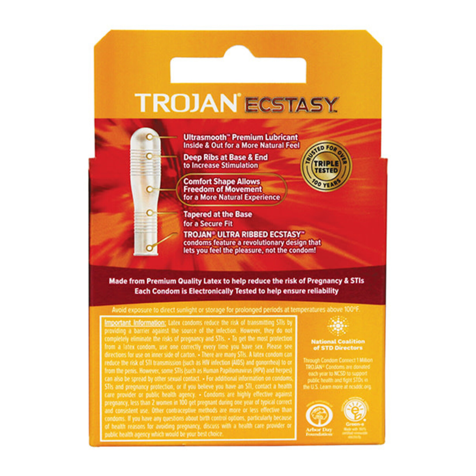 Trojan Condoms Trojan Ultra Ribbed Ecstasy Condoms - Box of 3