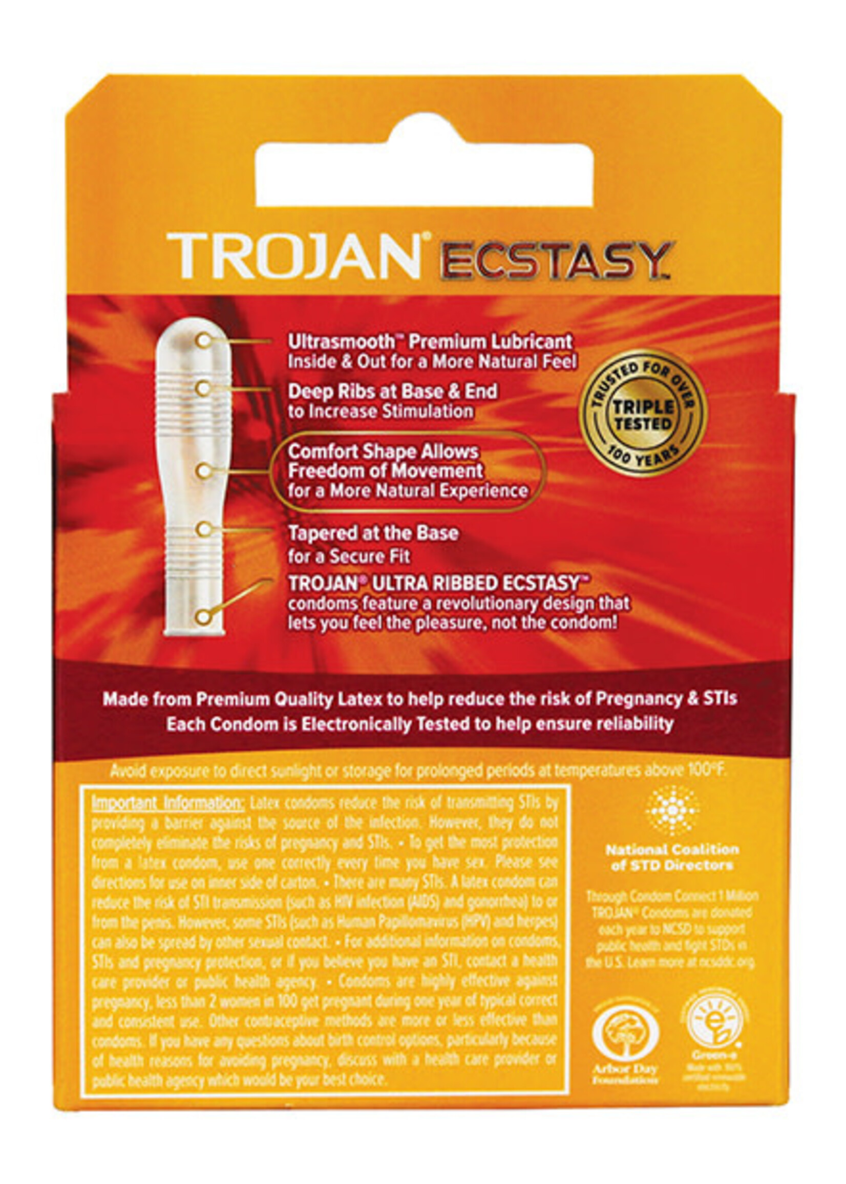 Trojan Condoms Trojan Ultra Ribbed Ecstasy Condoms - Box of 3